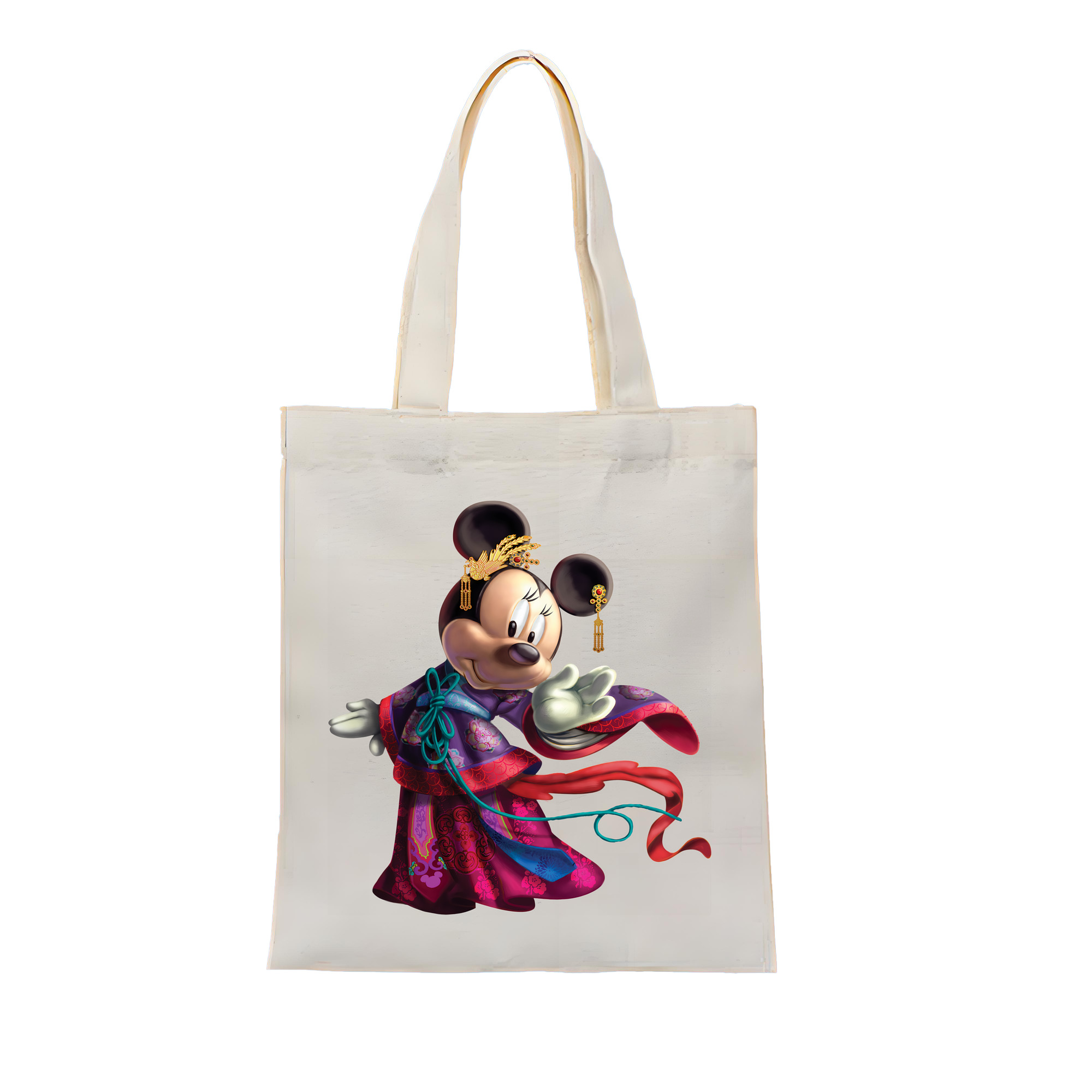 （画像用） ミッキーマウス Mickey Mouse 縦型キャンバス生地手提げバッグ　トートバッグ