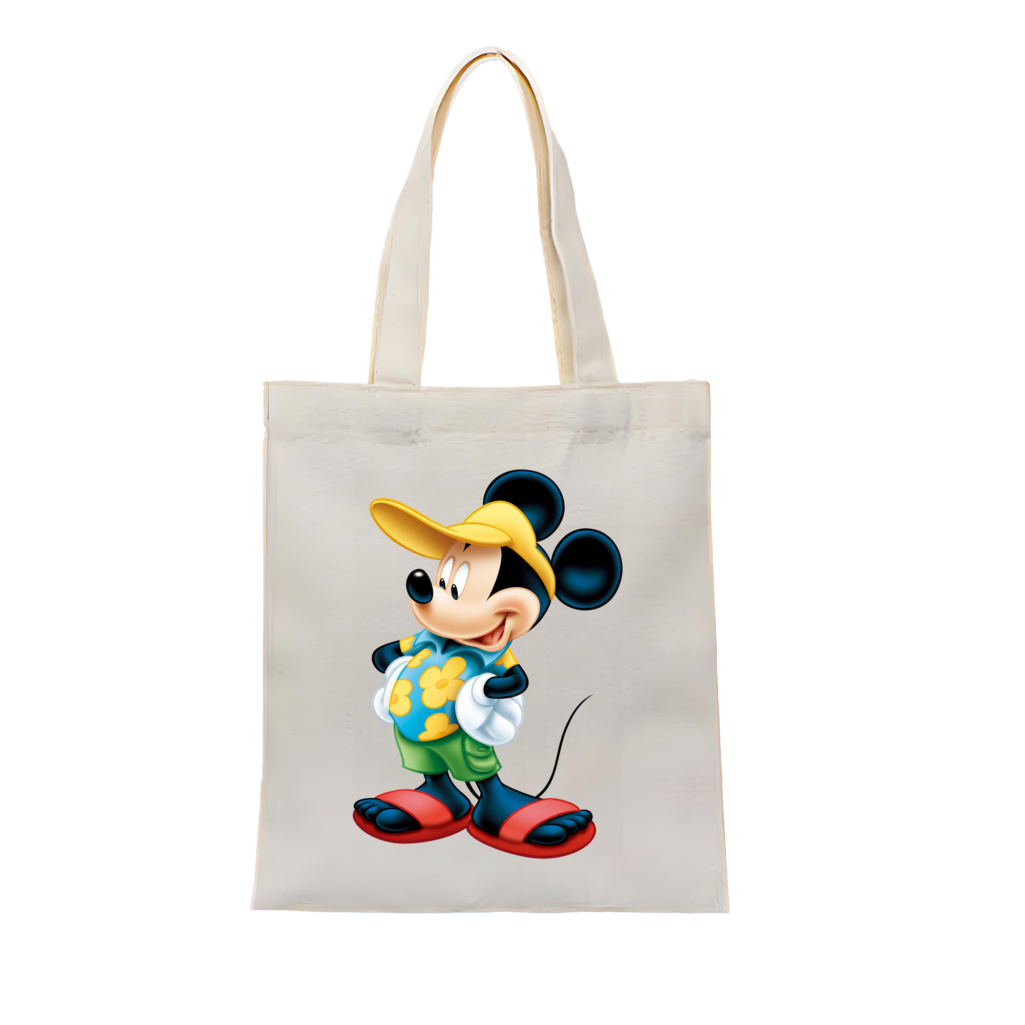 （画像用） ミッキーマウス Mickey Mouse 縦型キャンバス生地手提げバッグ　トートバッグ