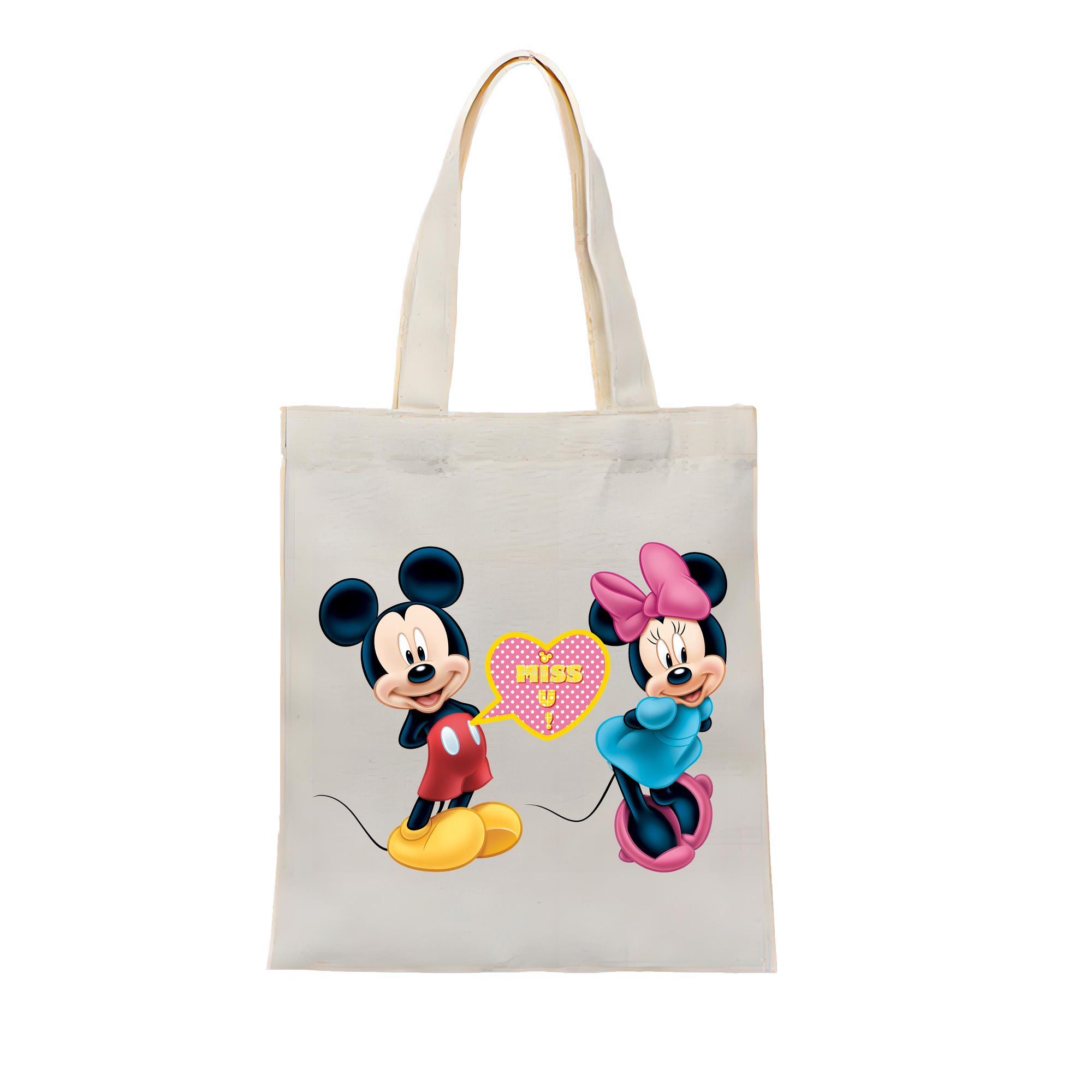 （画像用） ミッキーマウス Mickey Mouse 縦型キャンバス生地手提げバッグ　トートバッグ