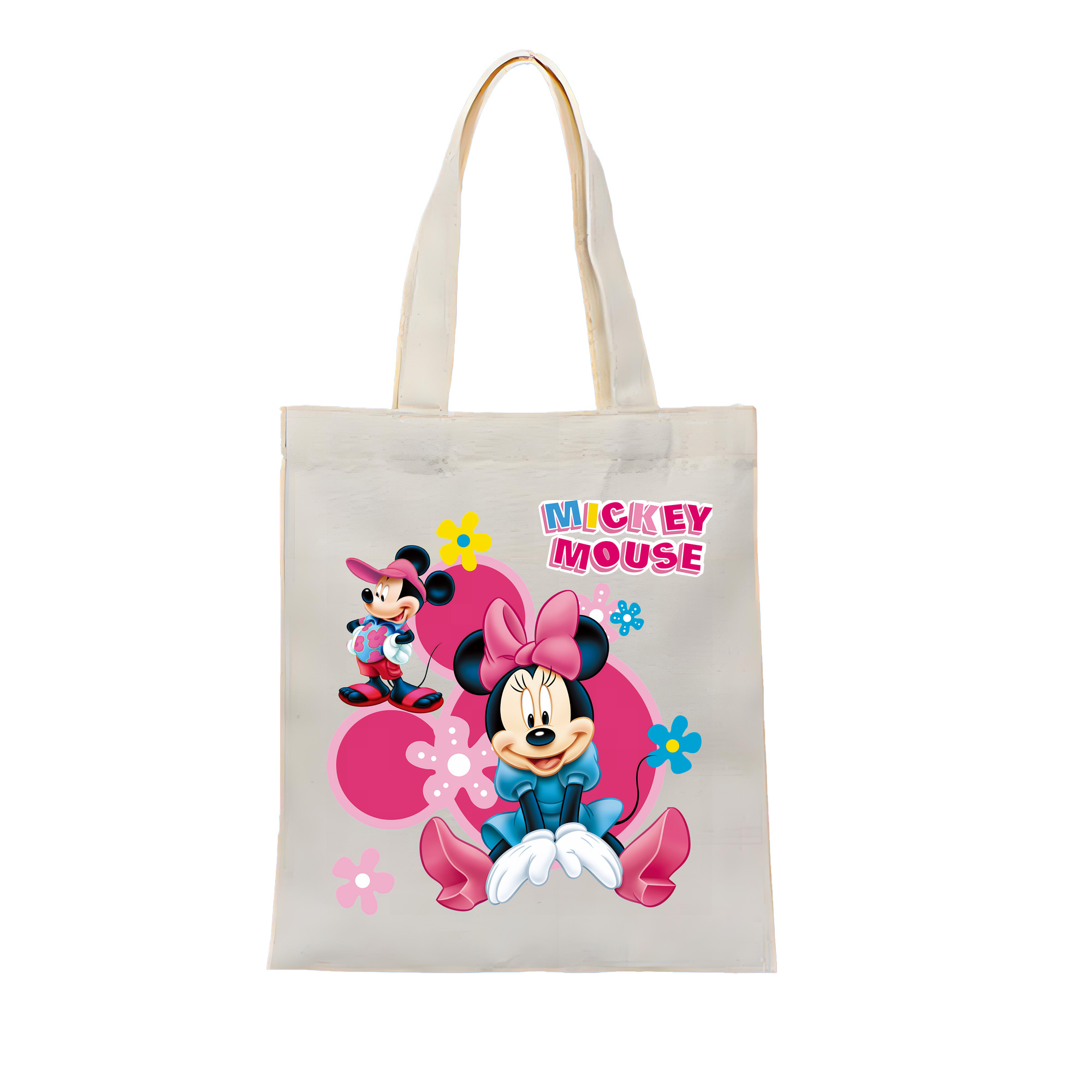 （画像用） ミッキーマウス Mickey Mouse 縦型キャンバス生地手提げバッグ　トートバッグ