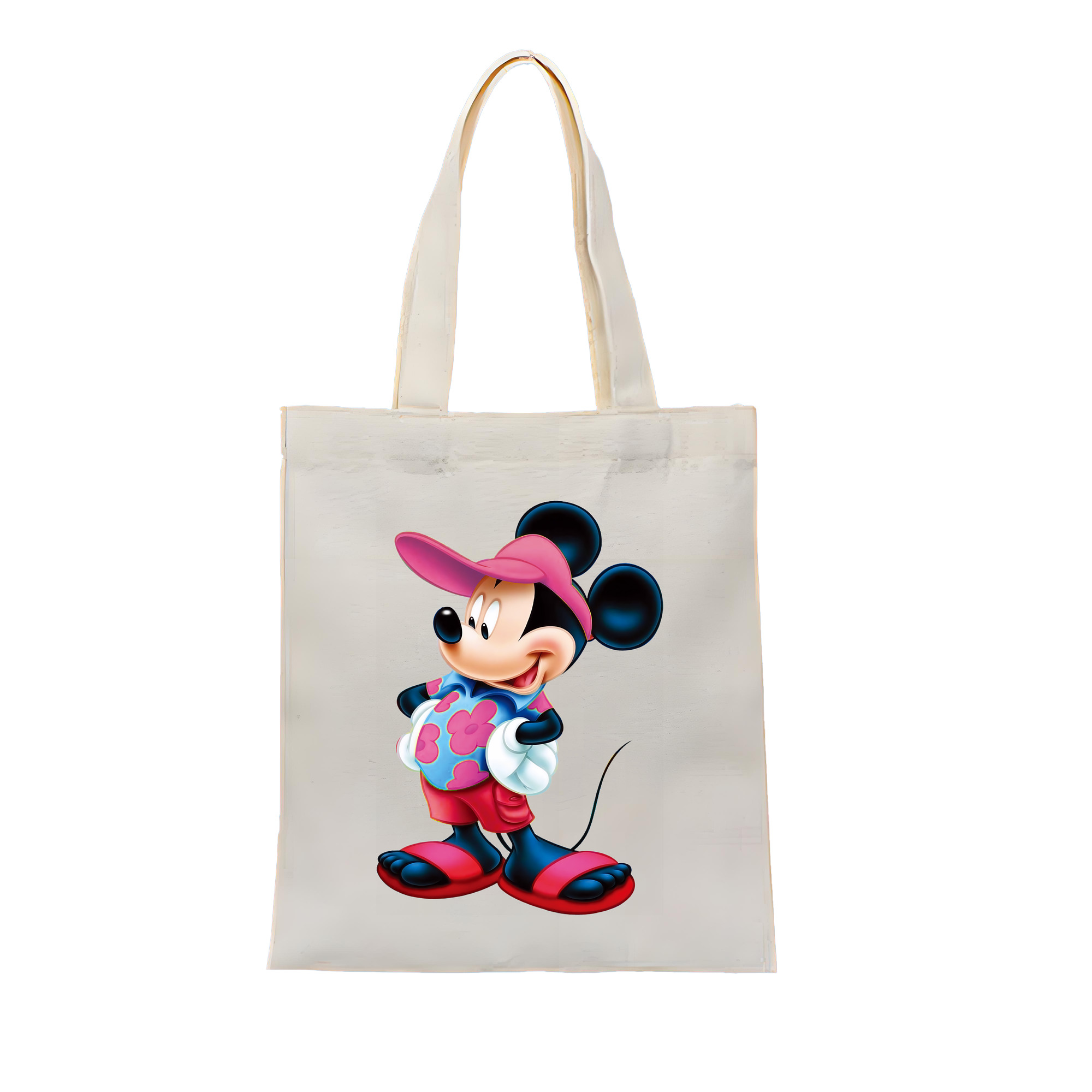 （画像用） ミッキーマウス Mickey Mouse 縦型キャンバス生地手提げバッグ　トートバッグ
