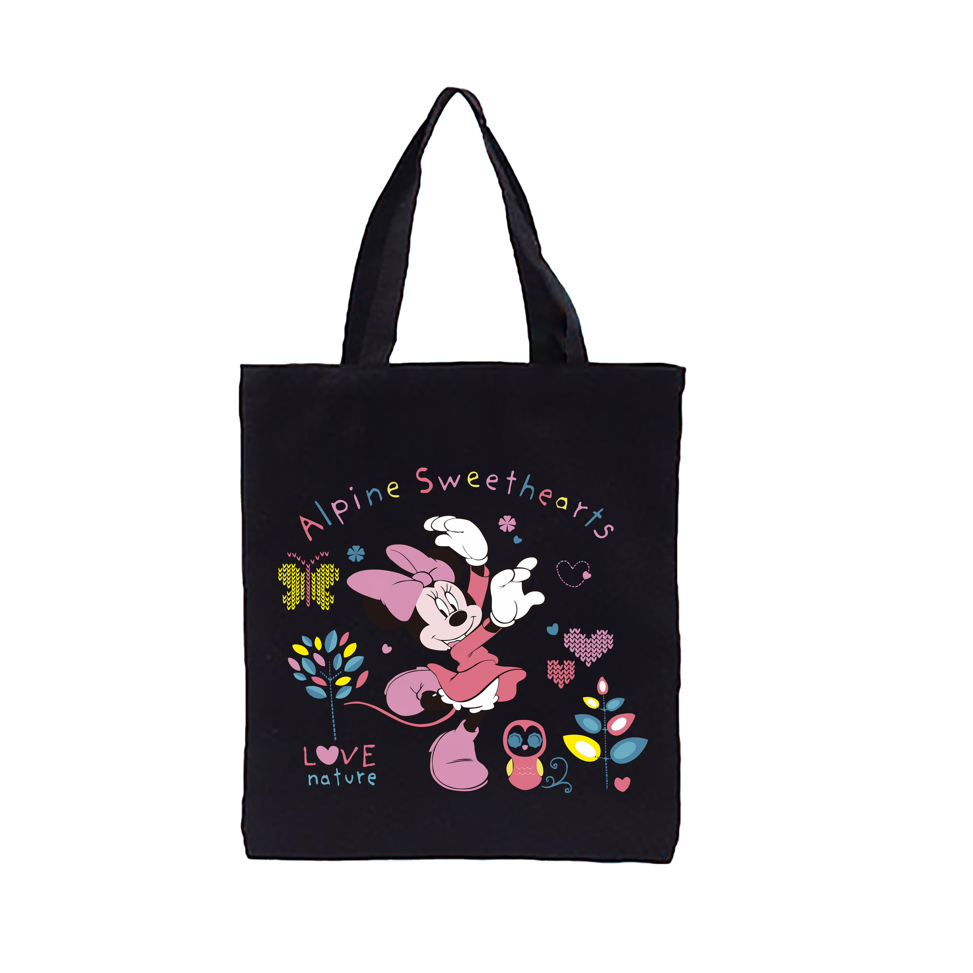 （画像用） ミッキーマウス Mickey Mouse 縦型キャンバス生地手提げバッグ　トートバッグ