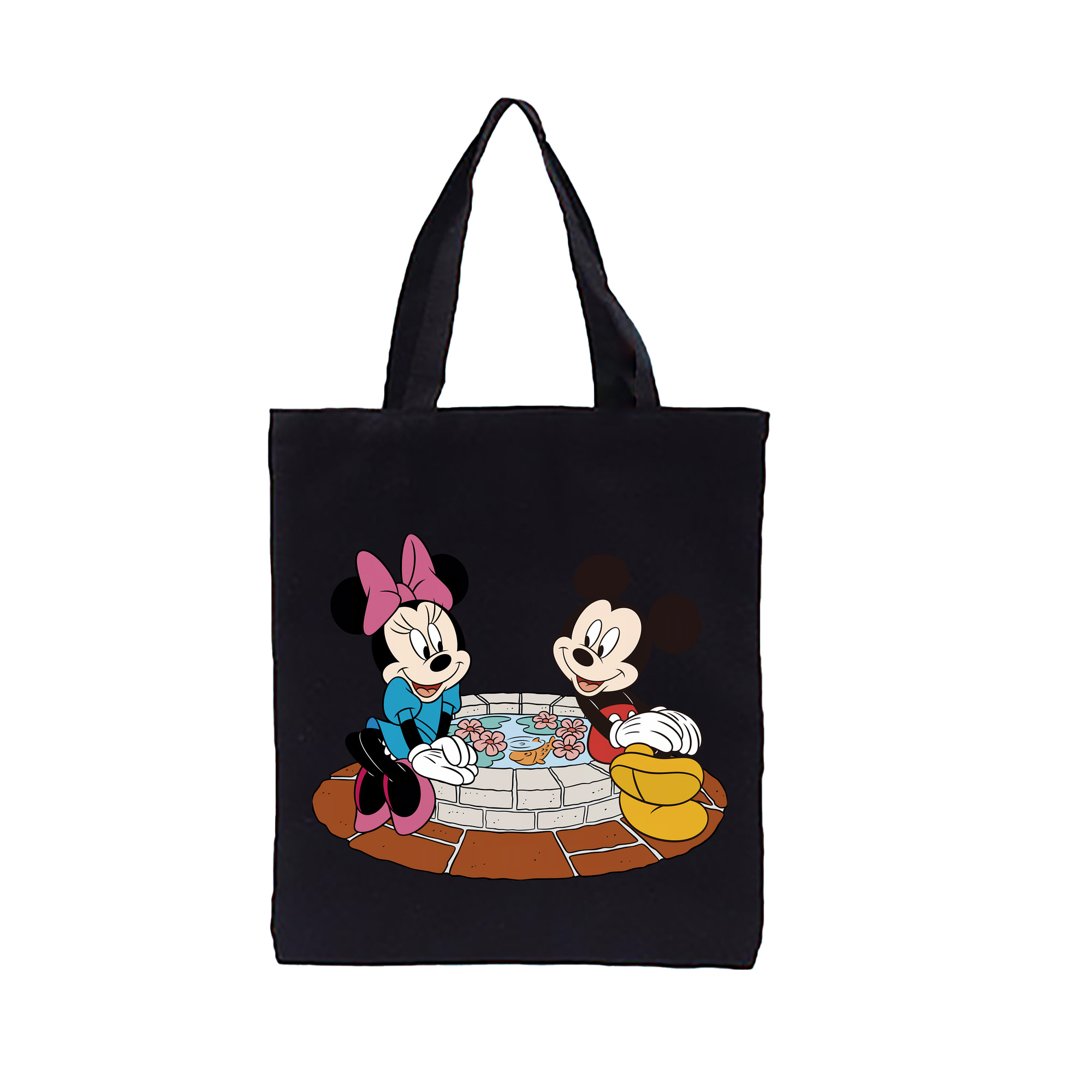 （画像用） ミッキーマウス Mickey Mouse 縦型キャンバス生地手提げバッグ　トートバッグ