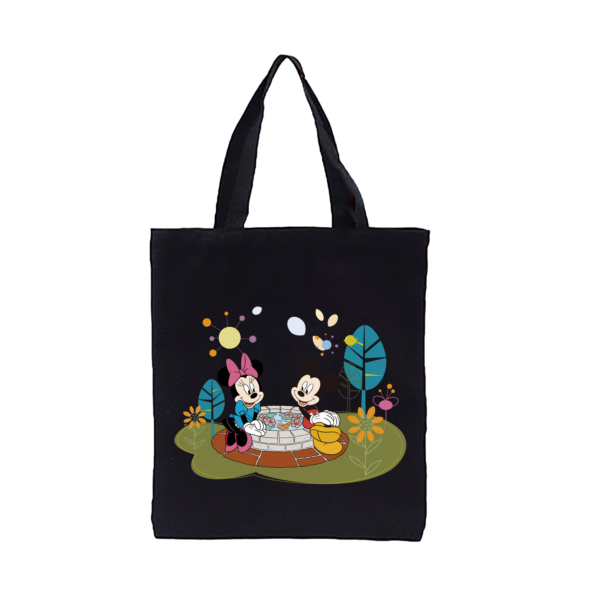 （画像用） ミッキーマウス Mickey Mouse 縦型キャンバス生地手提げバッグ　トートバッグ