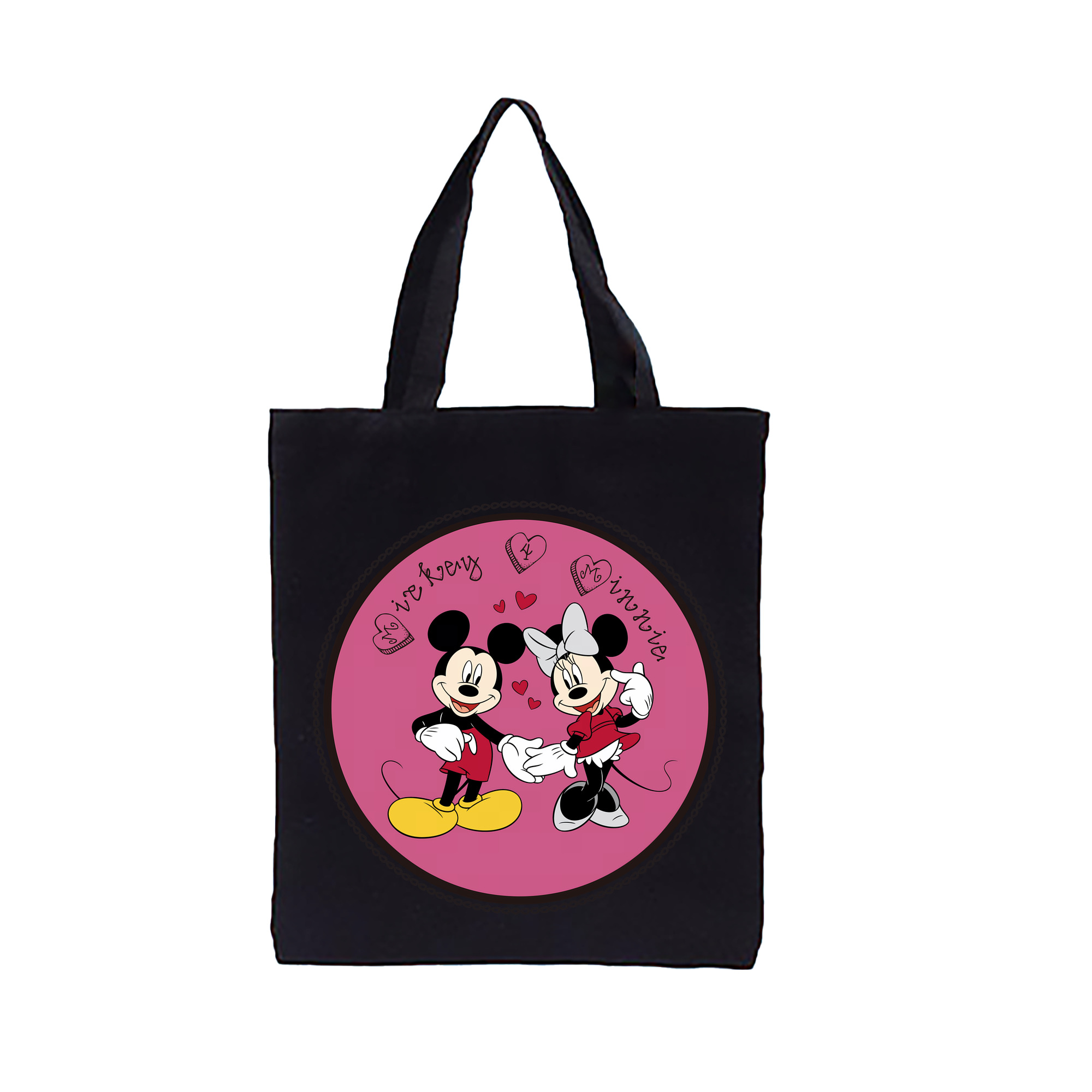 （画像用） ミッキーマウス Mickey Mouse 縦型キャンバス生地手提げバッグ　トートバッグ