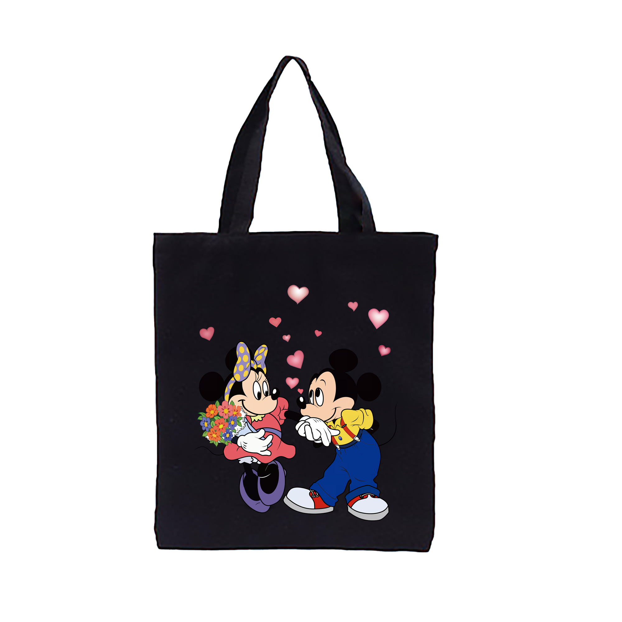 （画像用） ミッキーマウス Mickey Mouse 縦型キャンバス生地手提げバッグ　トートバッグ