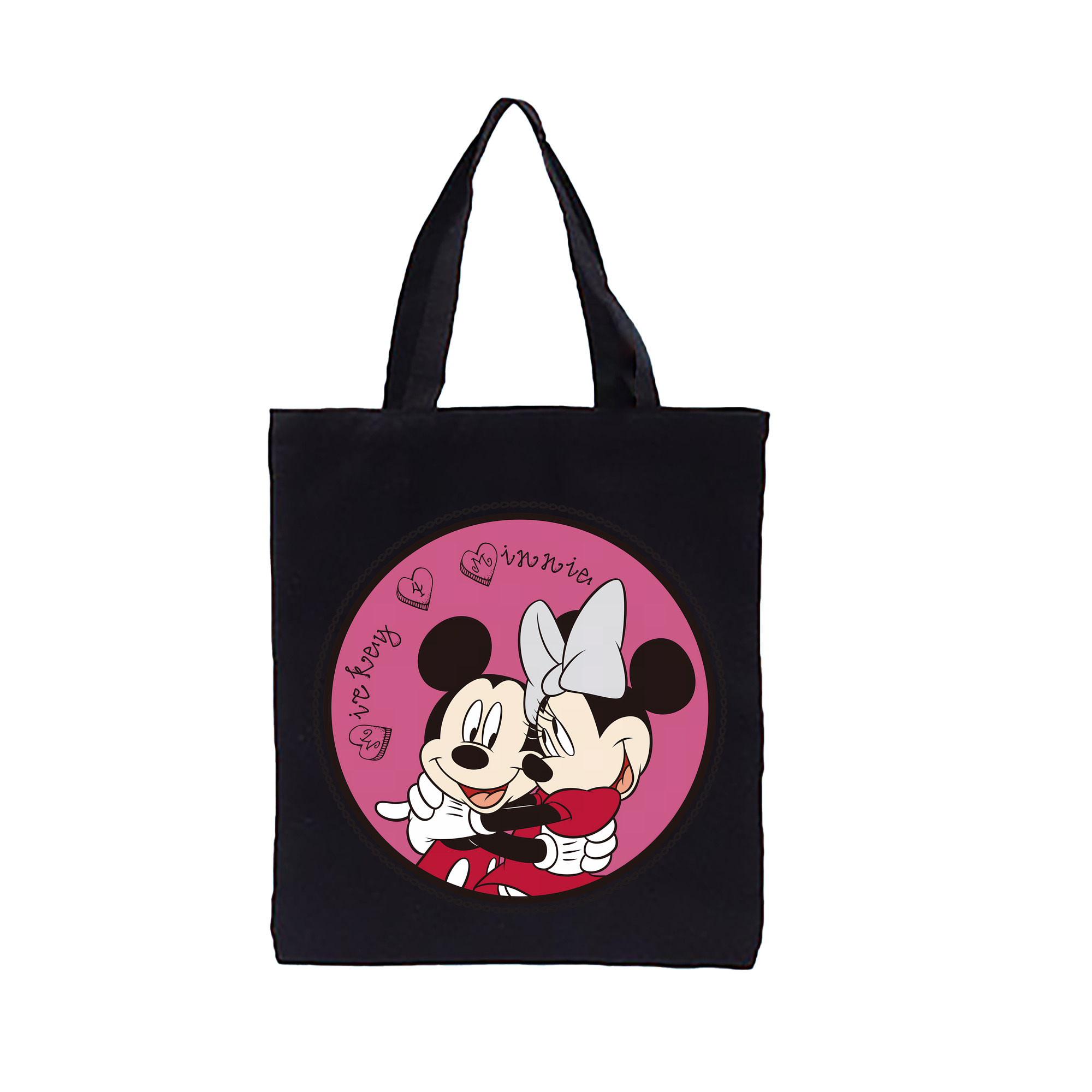 （画像用） ミッキーマウス Mickey Mouse 縦型キャンバス生地手提げバッグ　トートバッグ