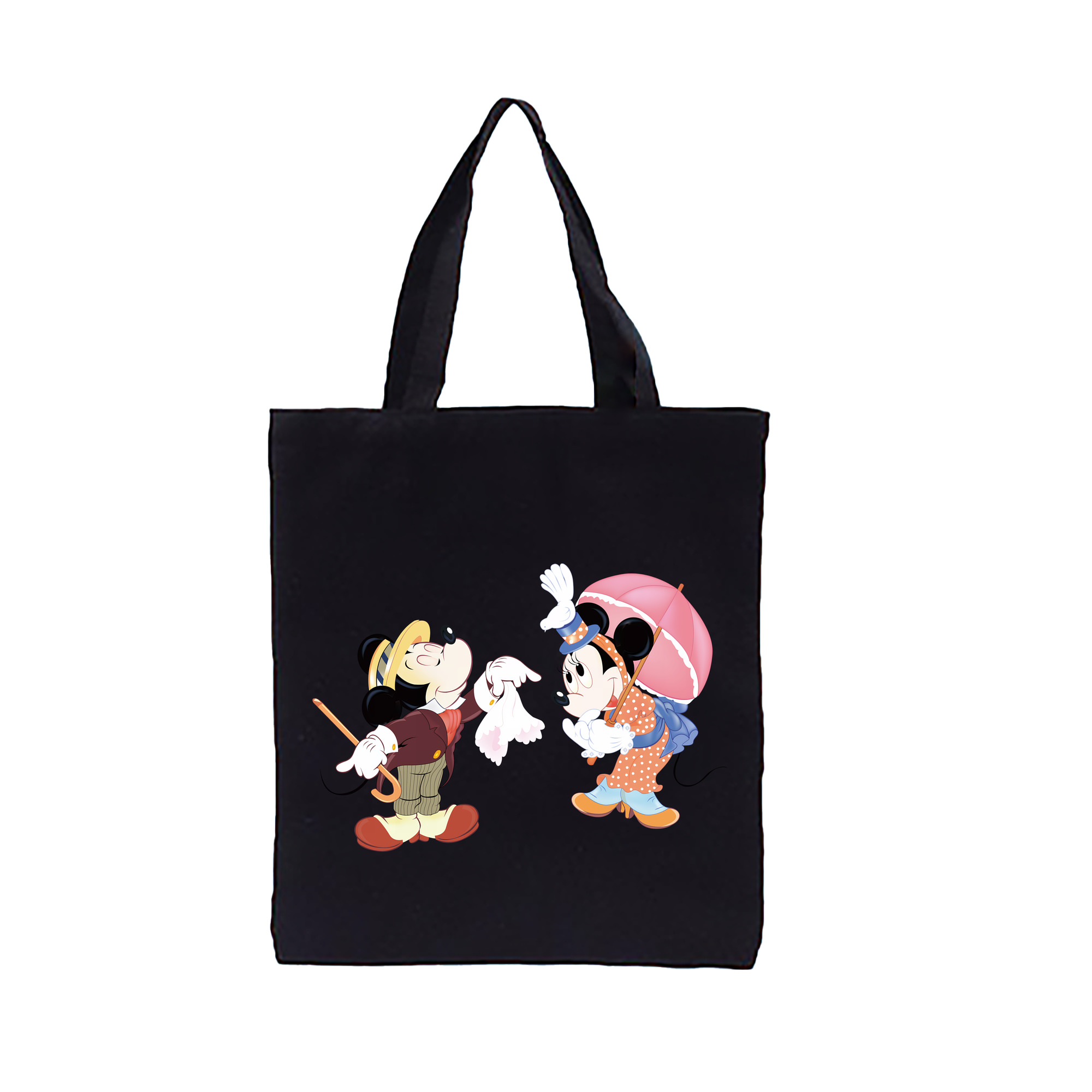 （画像用） ミッキーマウス Mickey Mouse 縦型キャンバス生地手提げバッグ　トートバッグ