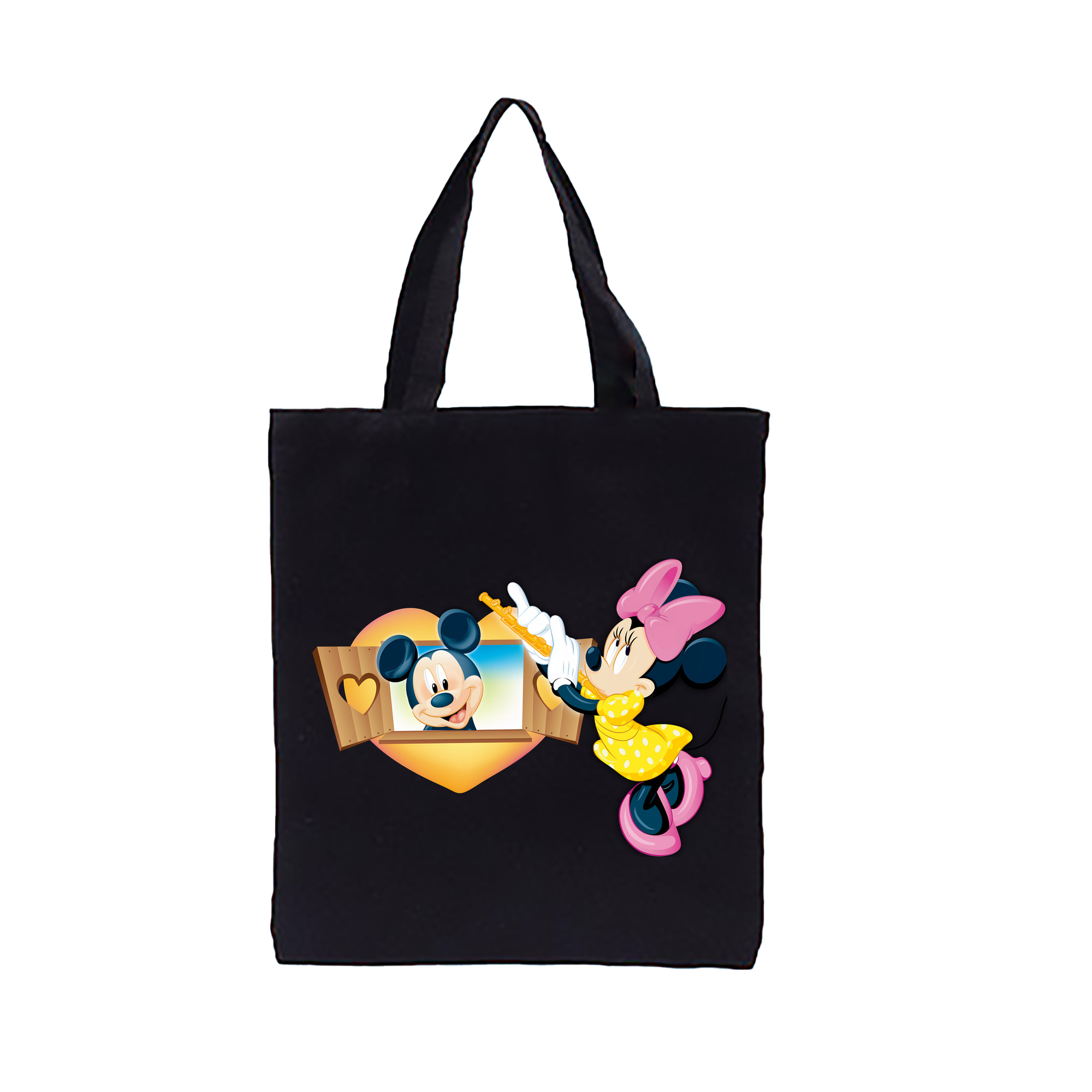 （画像用） ミッキーマウス Mickey Mouse 縦型キャンバス生地手提げバッグ　トートバッグ