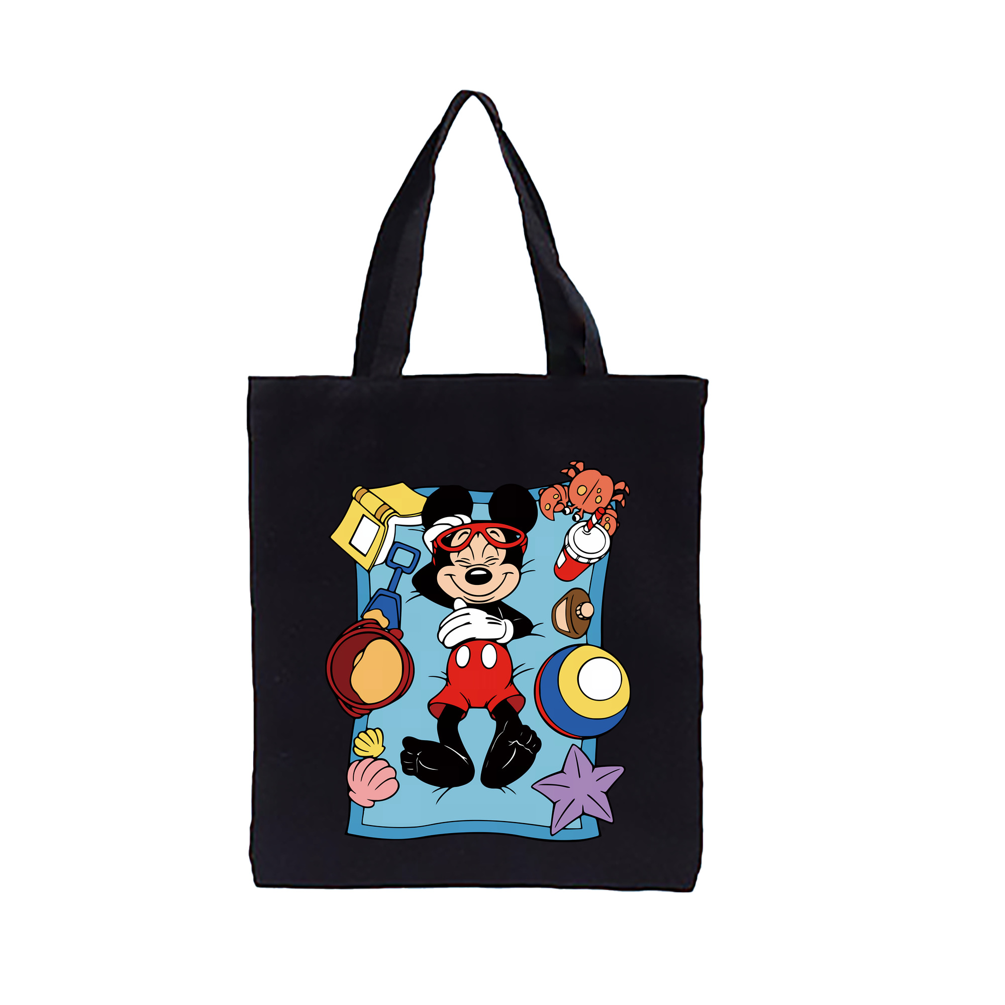 （画像用） ミッキーマウス Mickey Mouse 縦型キャンバス生地手提げバッグ　トートバッグ