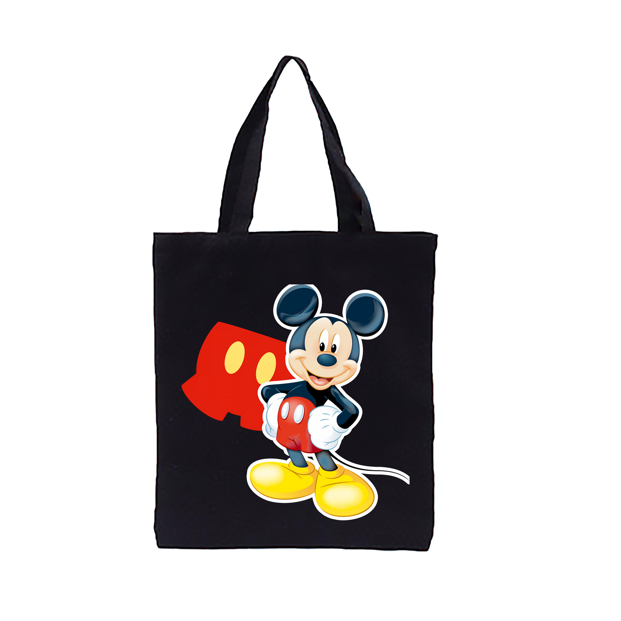 （画像用） ミッキーマウス Mickey Mouse 縦型キャンバス生地手提げバッグ　トートバッグ