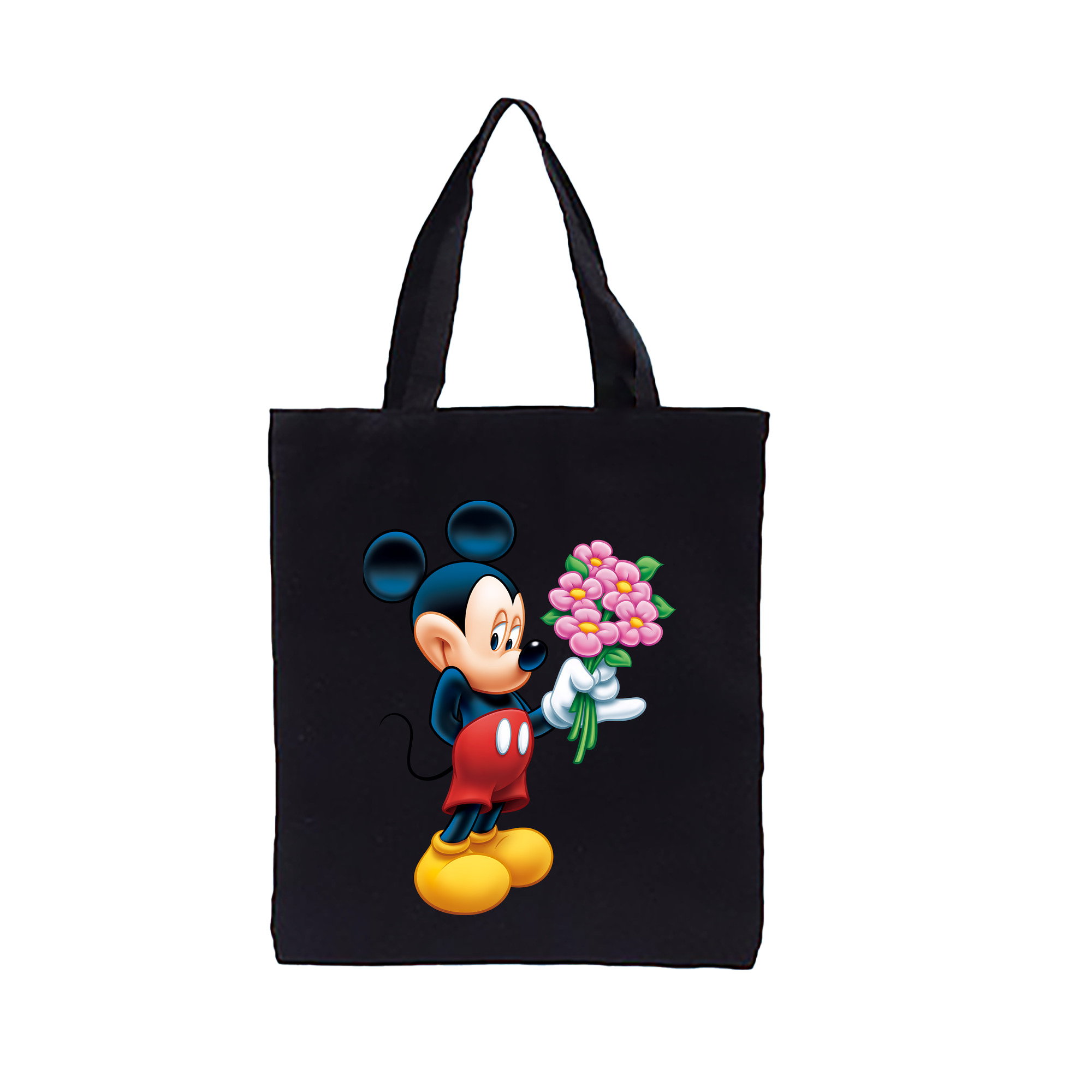 （画像用） ミッキーマウス Mickey Mouse 縦型キャンバス生地手提げバッグ　トートバッグ