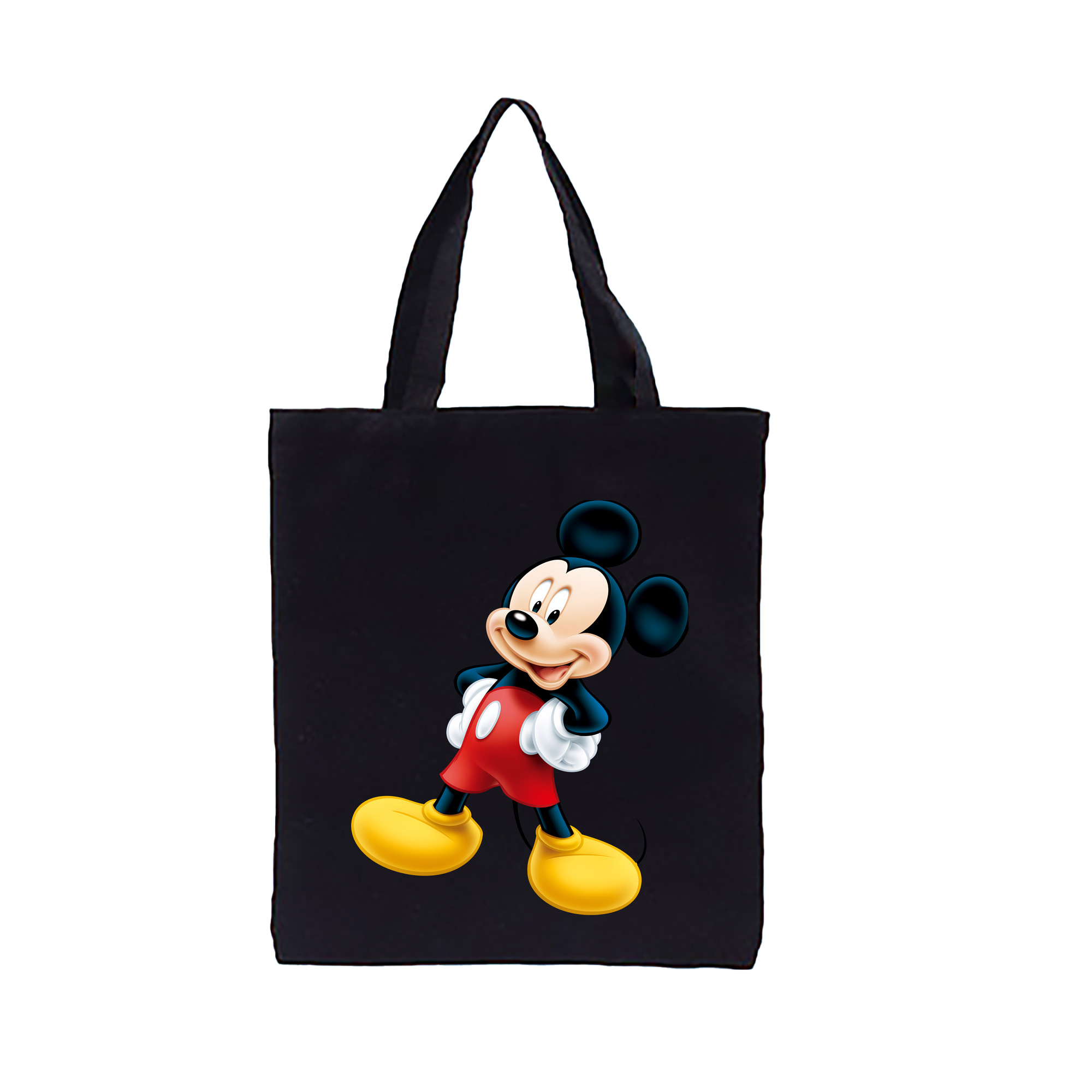 （画像用） ミッキーマウス Mickey Mouse 縦型キャンバス生地手提げバッグ　トートバッグ
