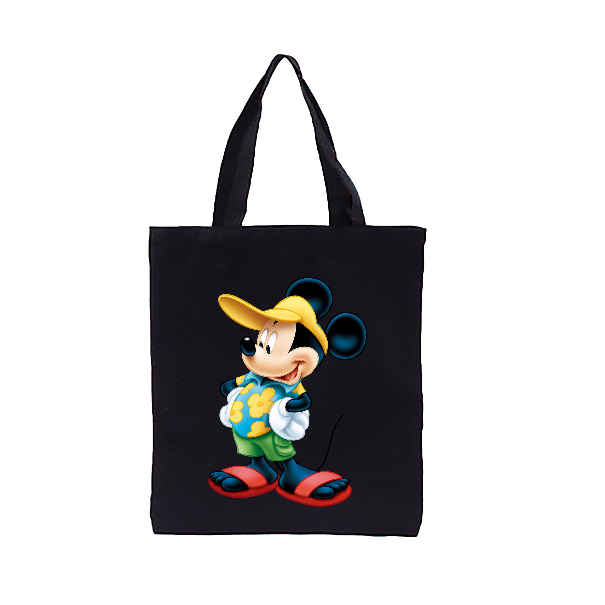 （画像用） ミッキーマウス Mickey Mouse 縦型キャンバス生地手提げバッグ　トートバッグ