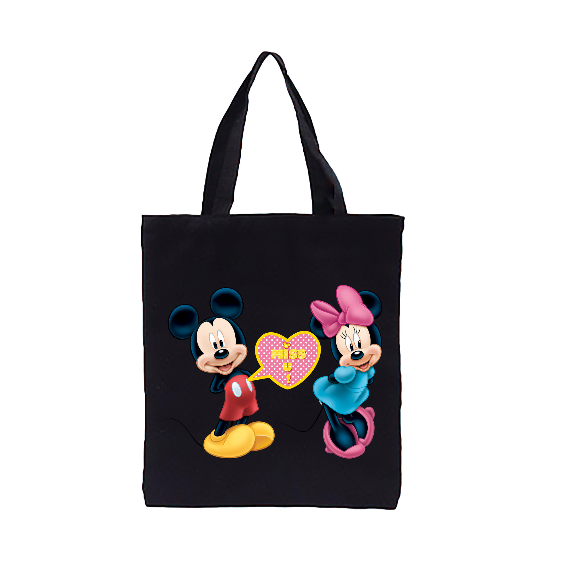 （画像用） ミッキーマウス Mickey Mouse 縦型キャンバス生地手提げバッグ　トートバッグ