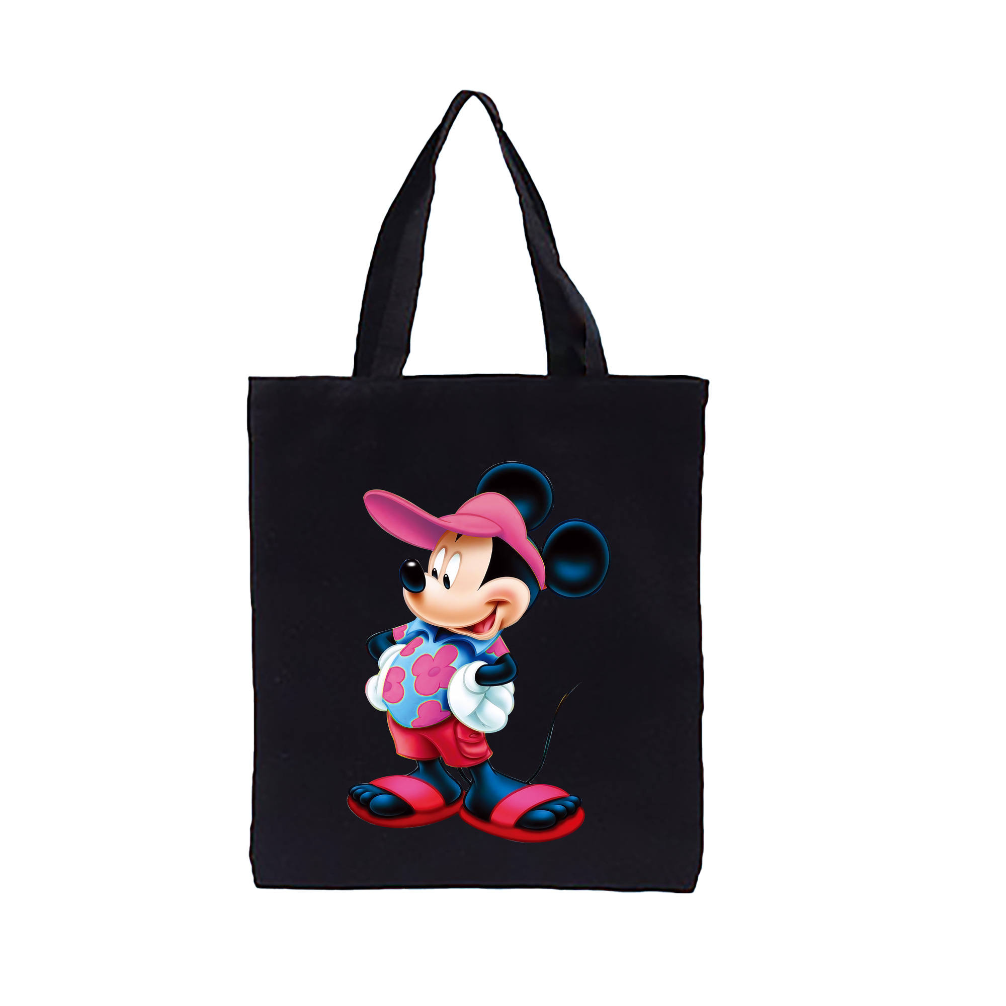 （画像用） ミッキーマウス Mickey Mouse 縦型キャンバス生地手提げバッグ　トートバッグ