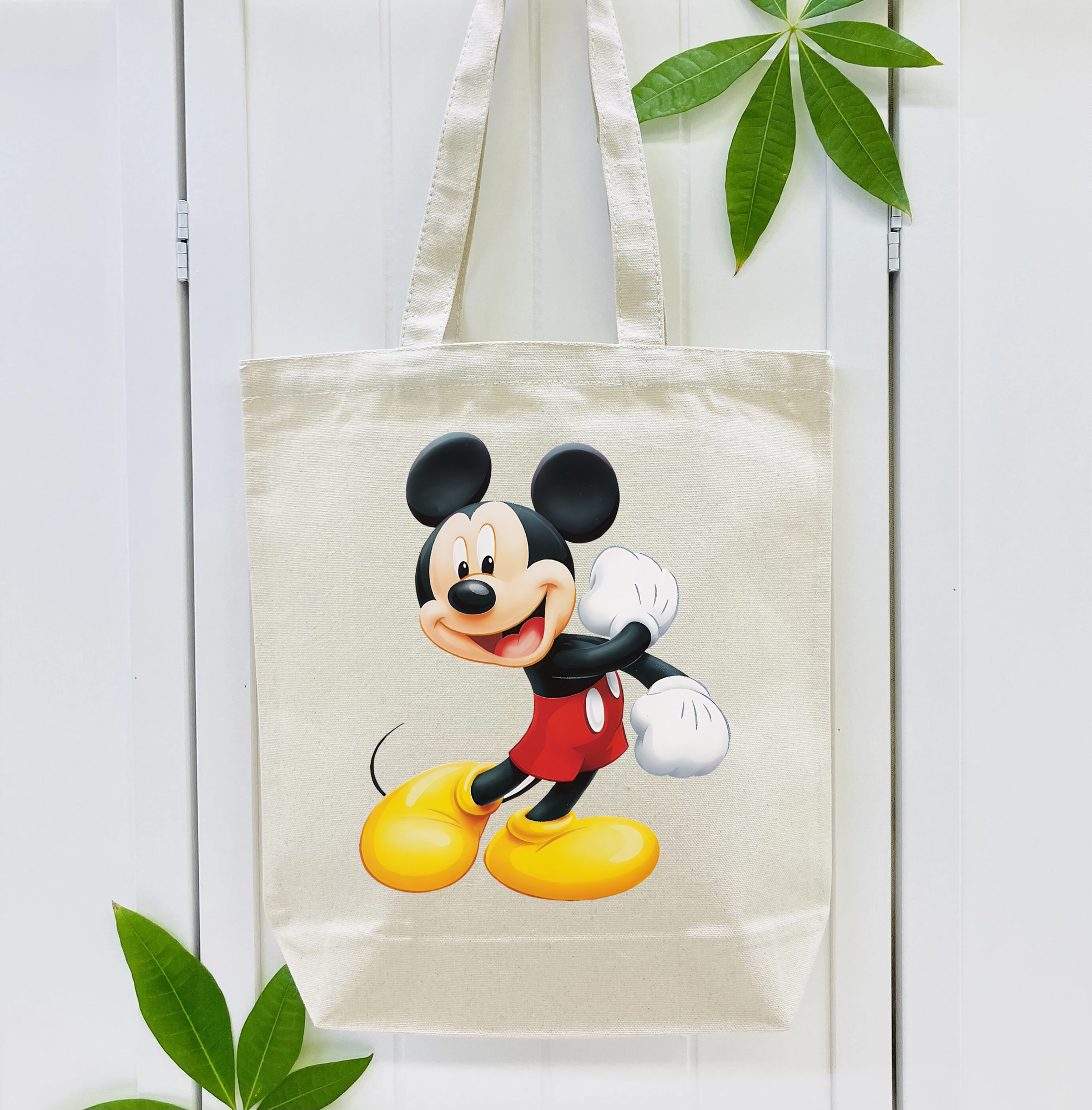 ミッキーマウス Mickey Mouse 縦型キャンバス生地手提げバッグ　トートバッグ