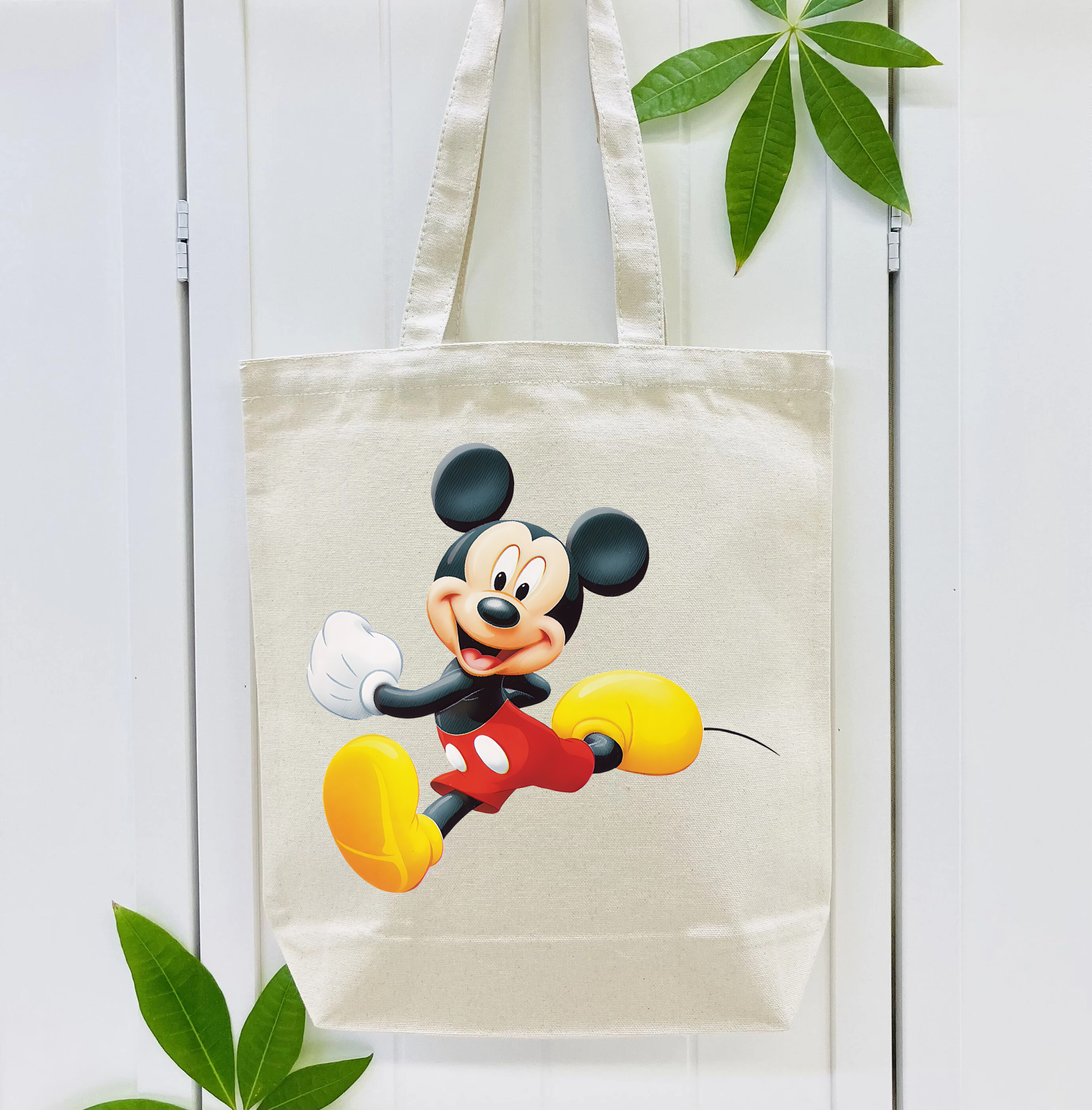 ミッキーマウス Mickey Mouse 縦型キャンバス生地手提げバッグ　トートバッグ