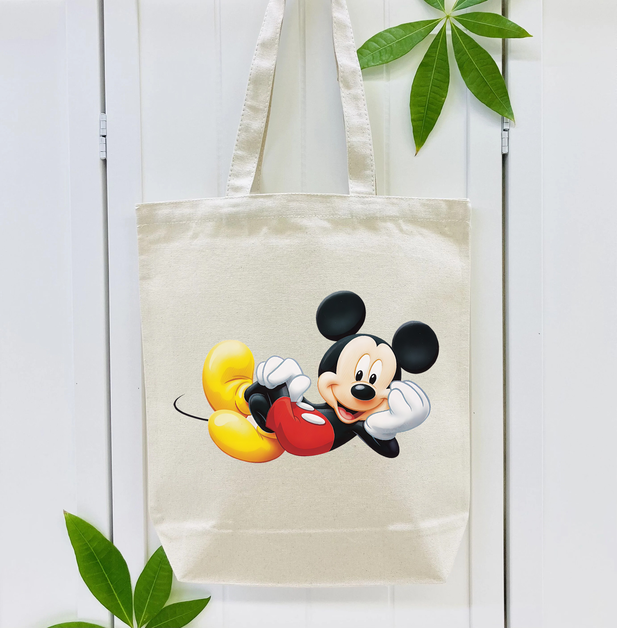 ミッキーマウス Mickey Mouse 縦型キャンバス生地手提げバッグ　トートバッグ