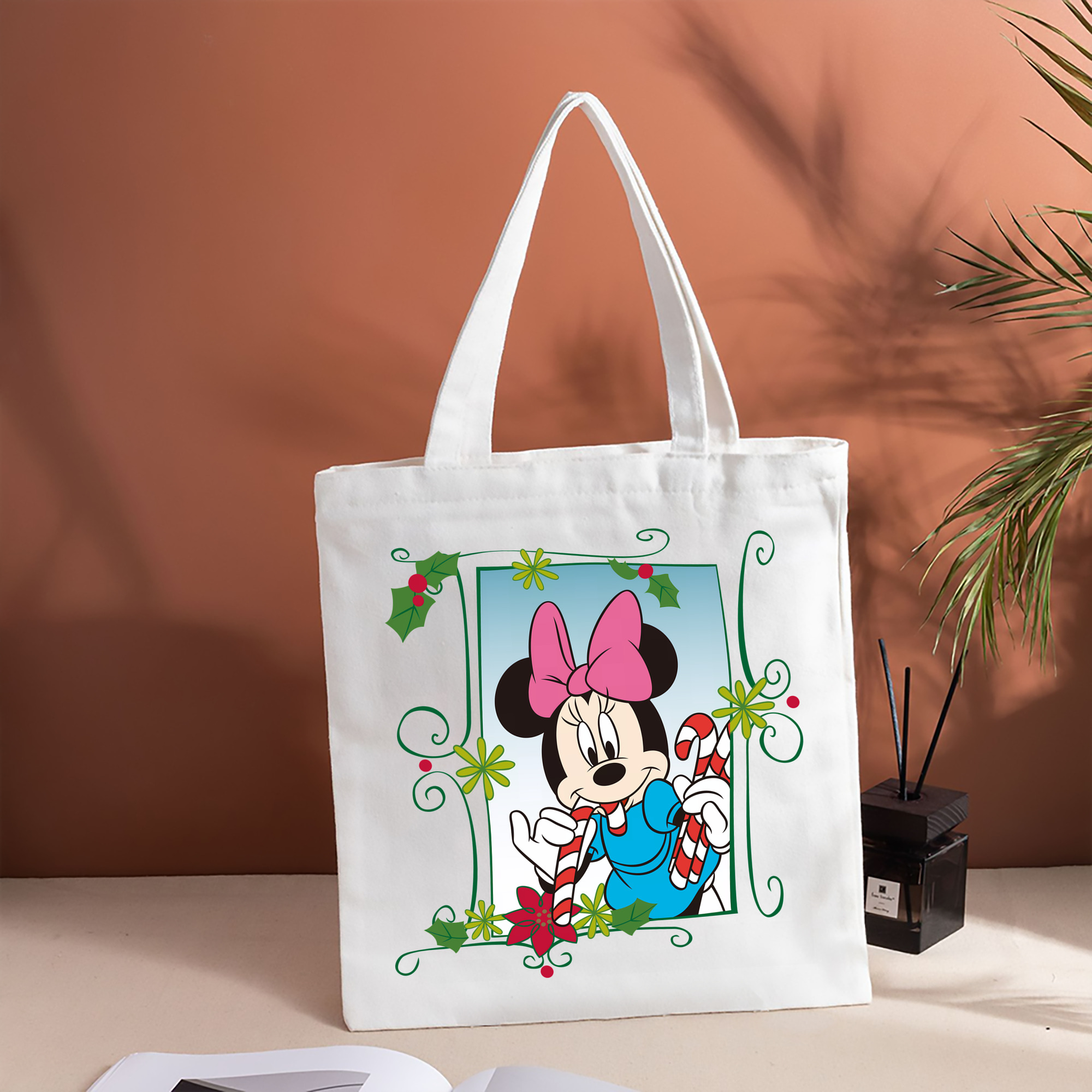 ミッキーマウス Mickey Mouse 縦型キャンバス生地手提げバッグ　トートバッグ