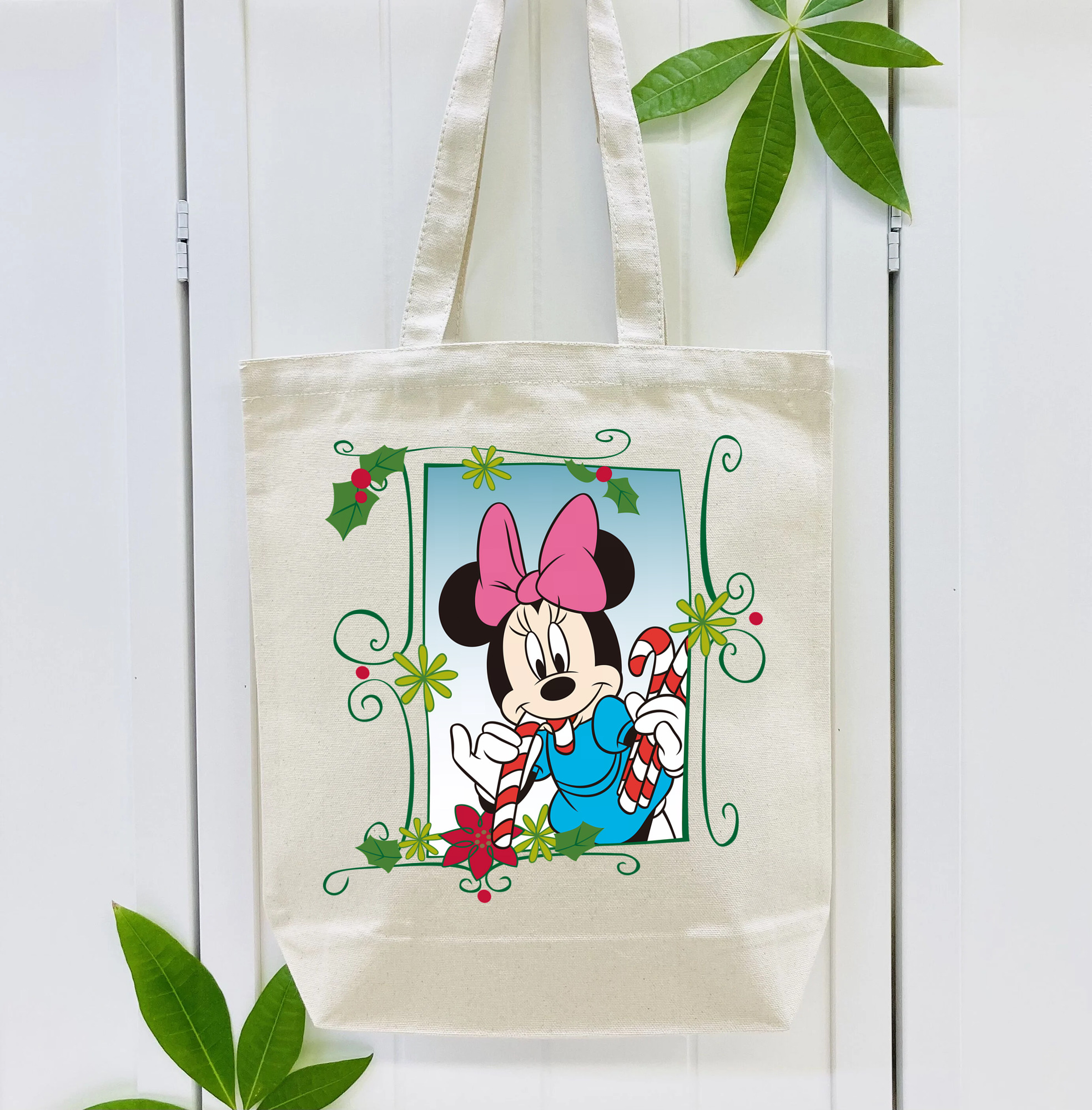 ミッキーマウス Mickey Mouse 縦型キャンバス生地手提げバッグ　トートバッグ