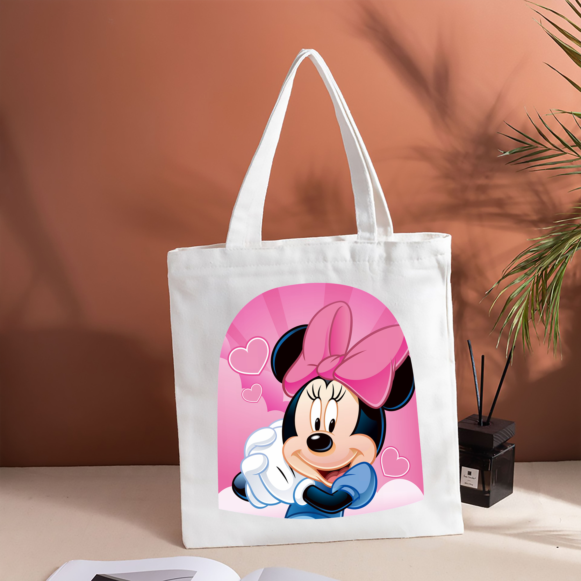 ミッキーマウス Mickey Mouse 縦型キャンバス生地手提げバッグ　トートバッグ
