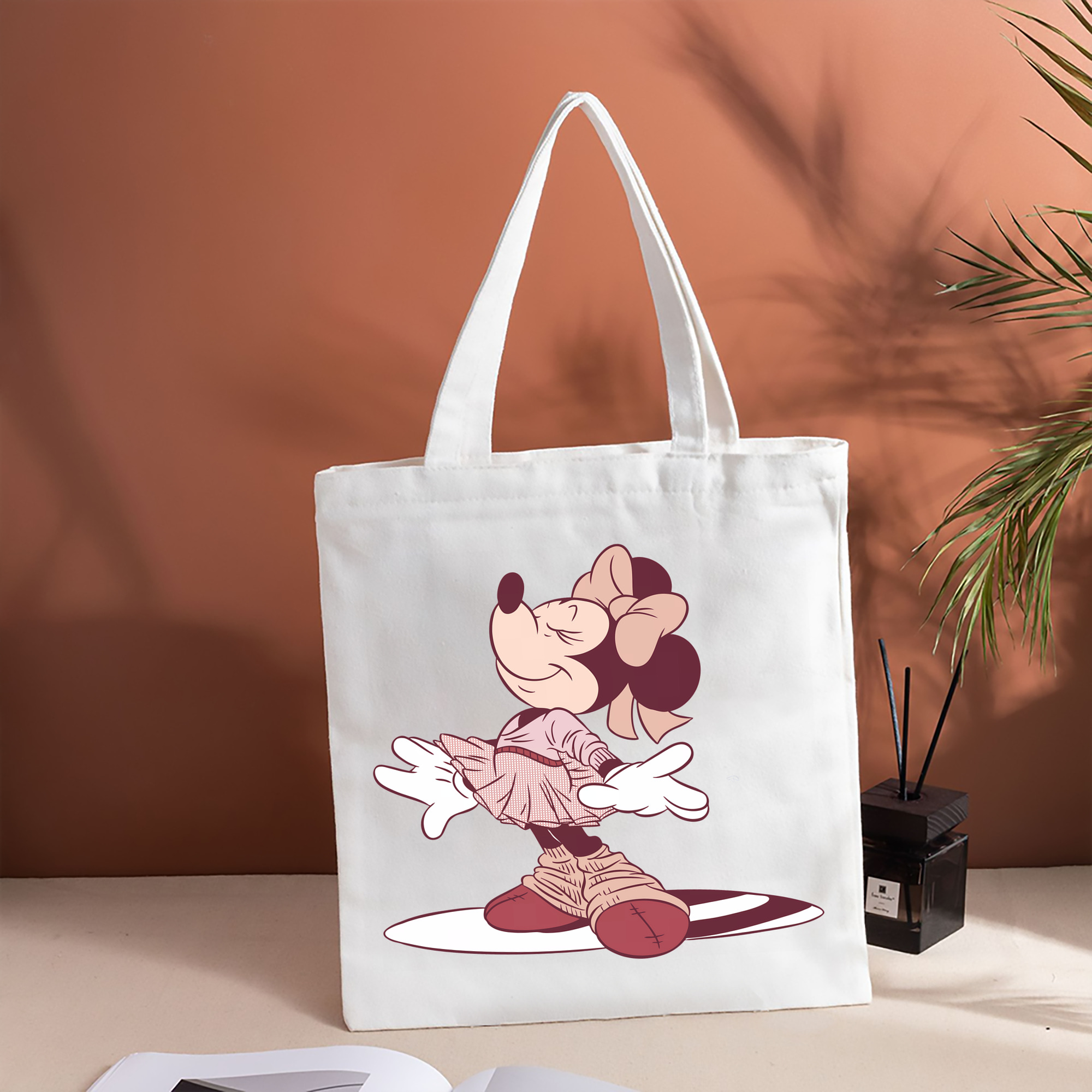 ミッキーマウス Mickey Mouse 縦型キャンバス生地手提げバッグ　トートバッグ