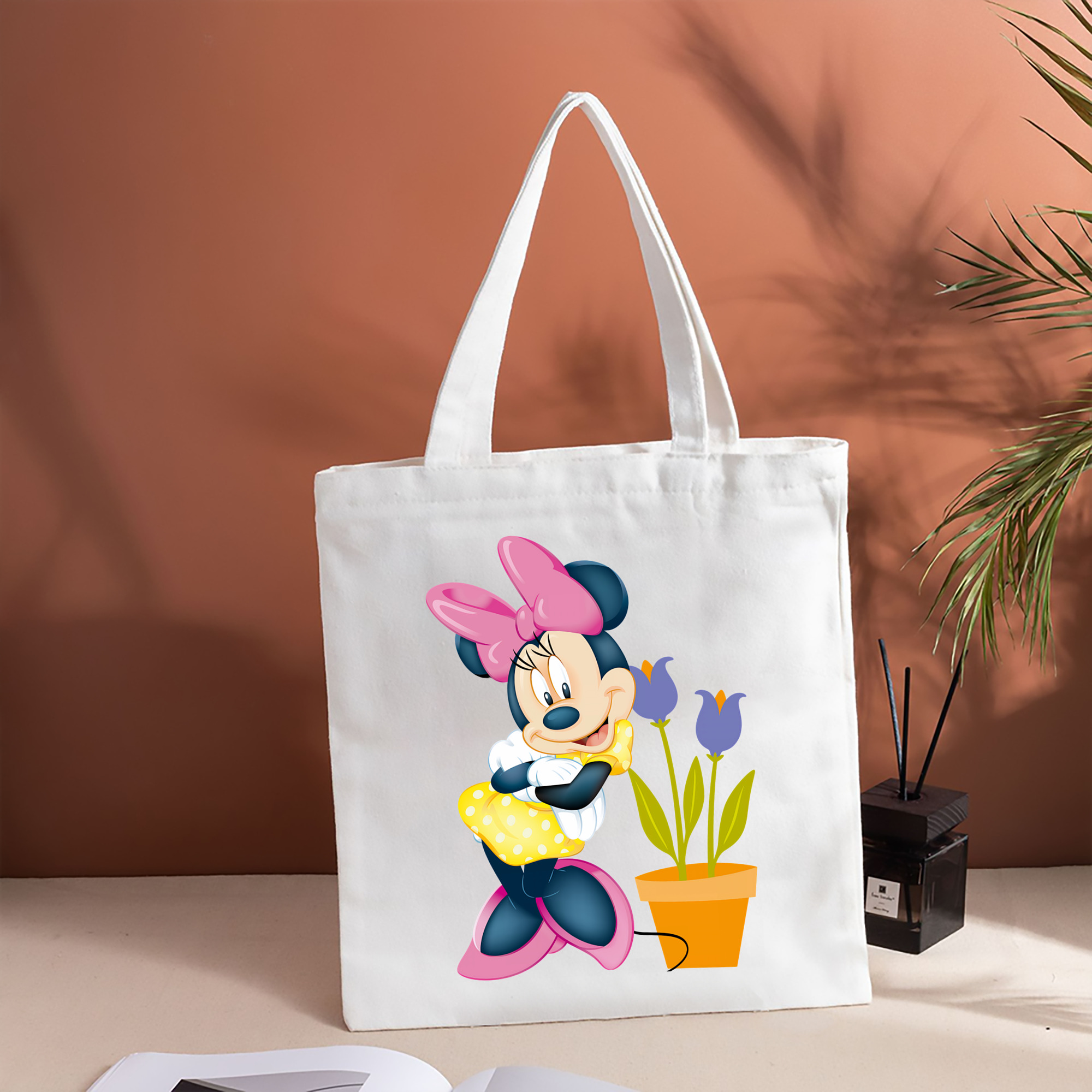 ミッキーマウス Mickey Mouse 縦型キャンバス生地手提げバッグ　トートバッグ