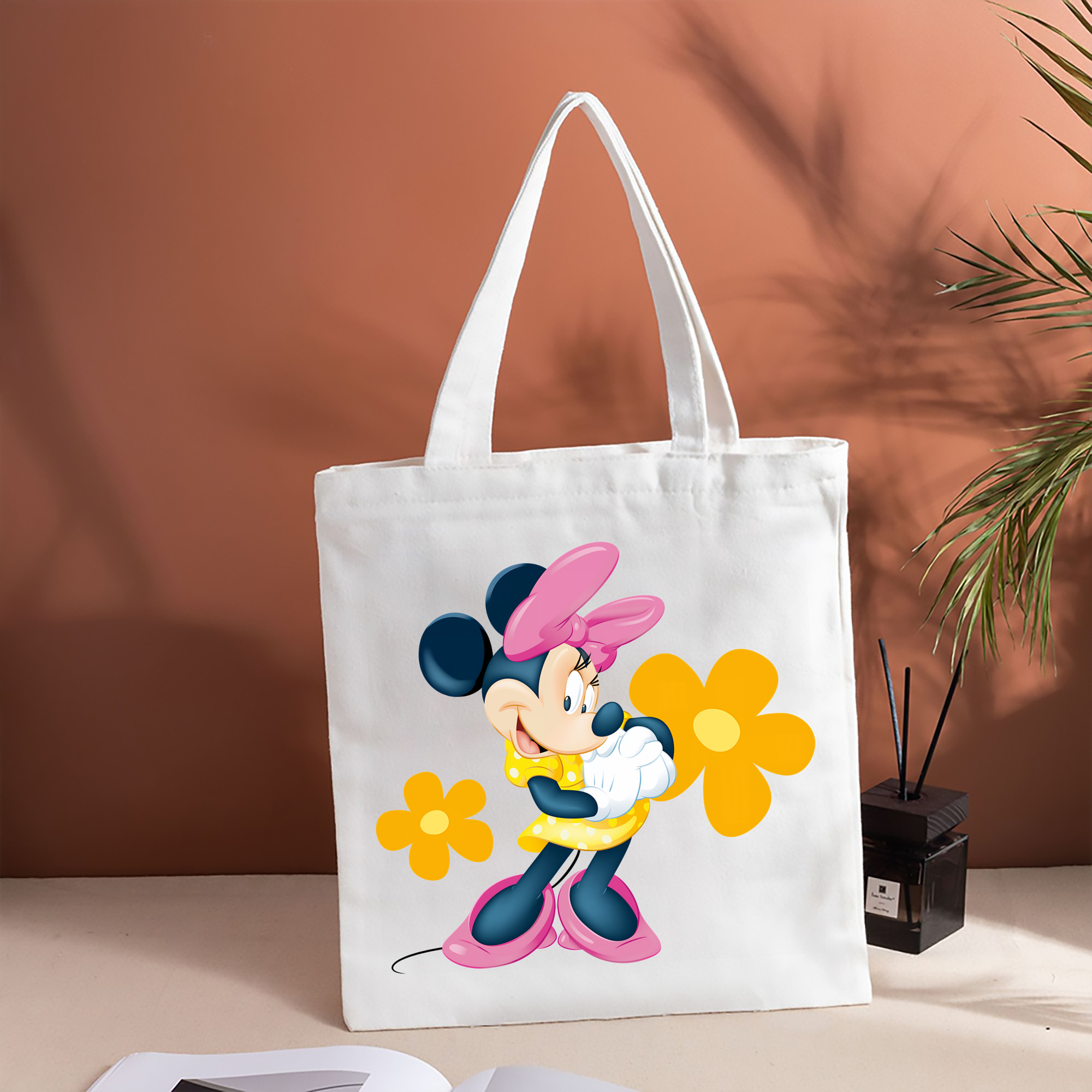 ミッキーマウス Mickey Mouse 縦型キャンバス生地手提げバッグ　トートバッグ