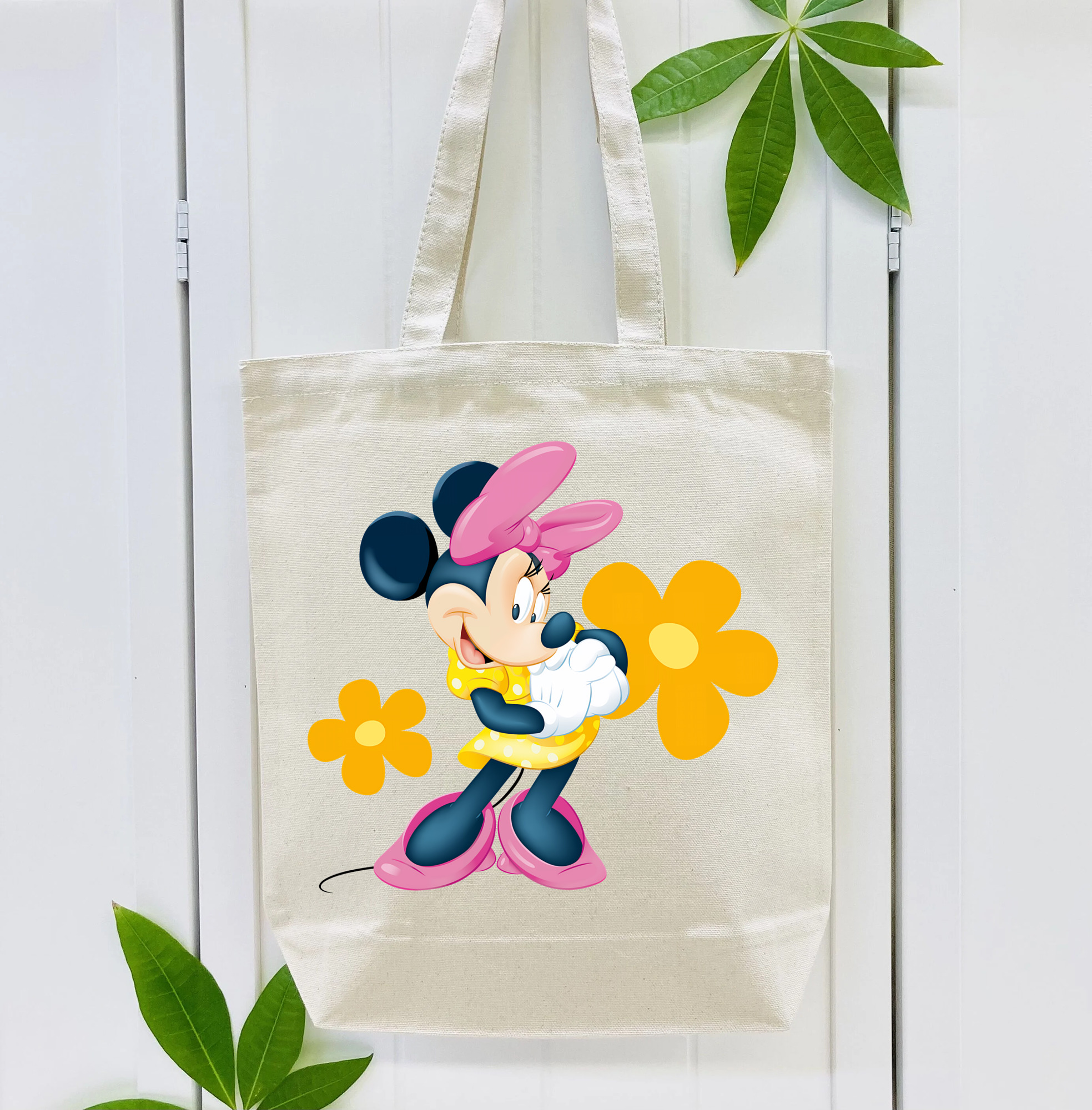 ミッキーマウス Mickey Mouse 縦型キャンバス生地手提げバッグ　トートバッグ
