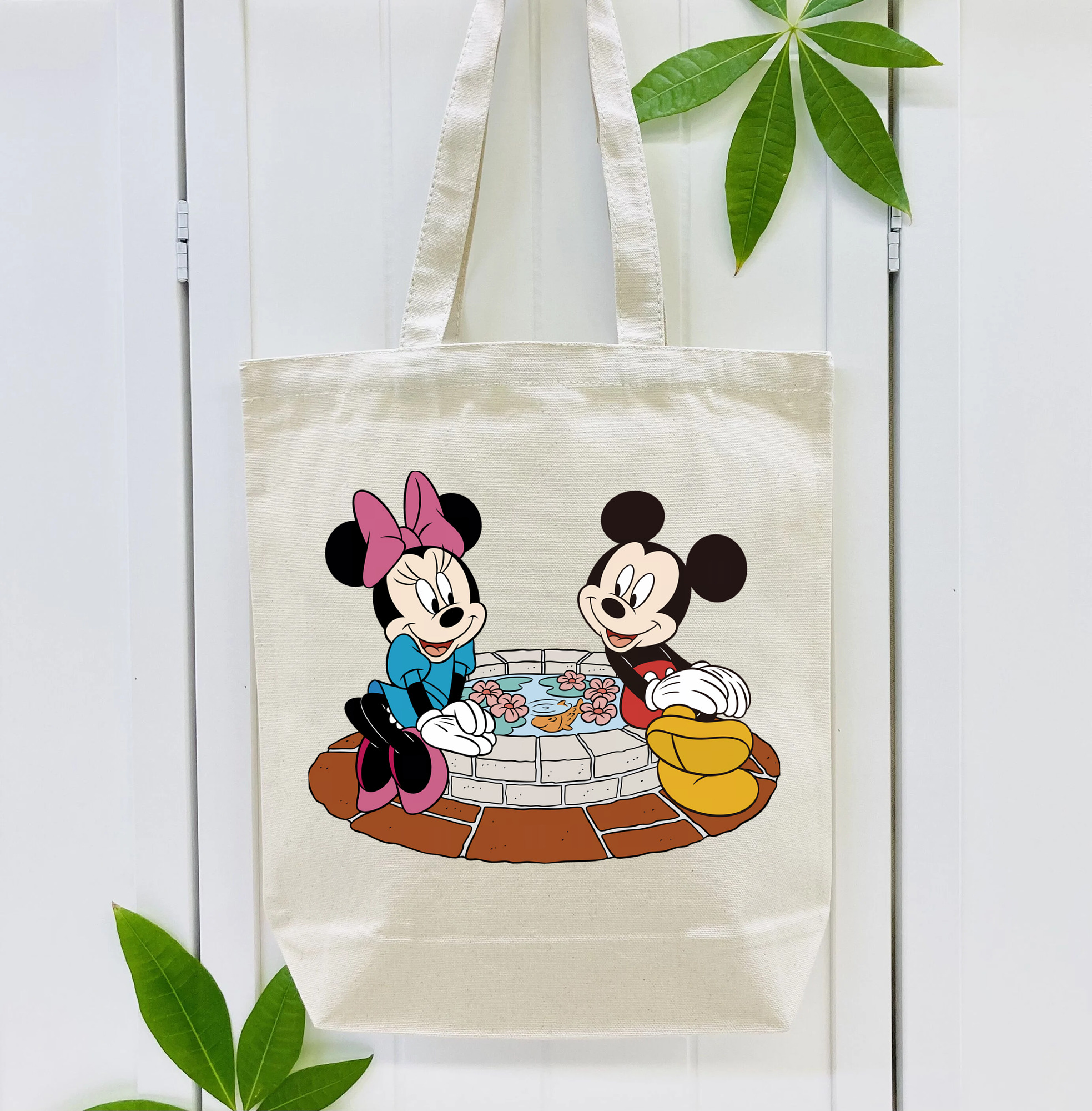 ミッキーマウス Mickey Mouse 縦型キャンバス生地手提げバッグ　トートバッグ
