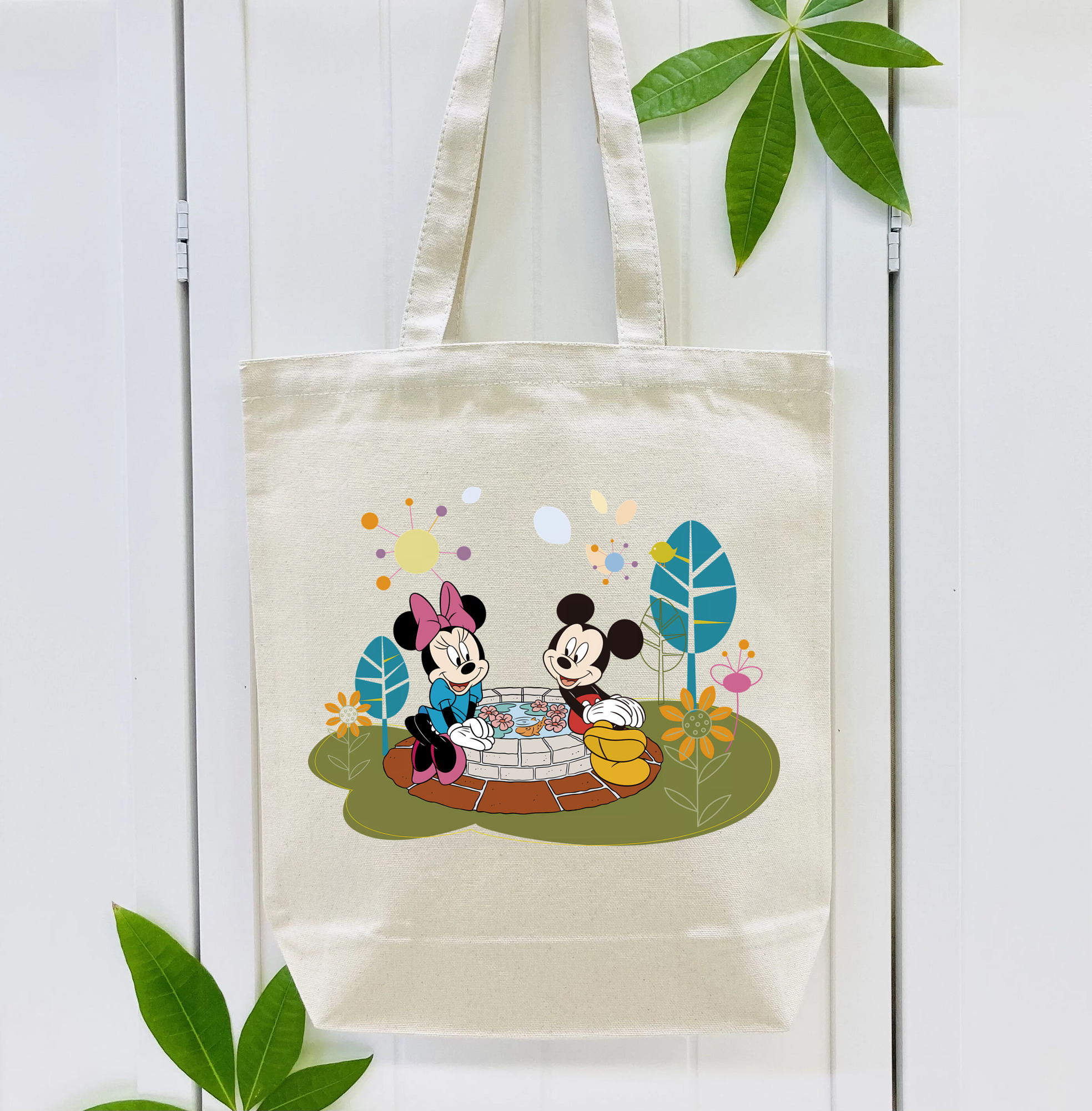 ミッキーマウス Mickey Mouse 縦型キャンバス生地手提げバッグ　トートバッグ