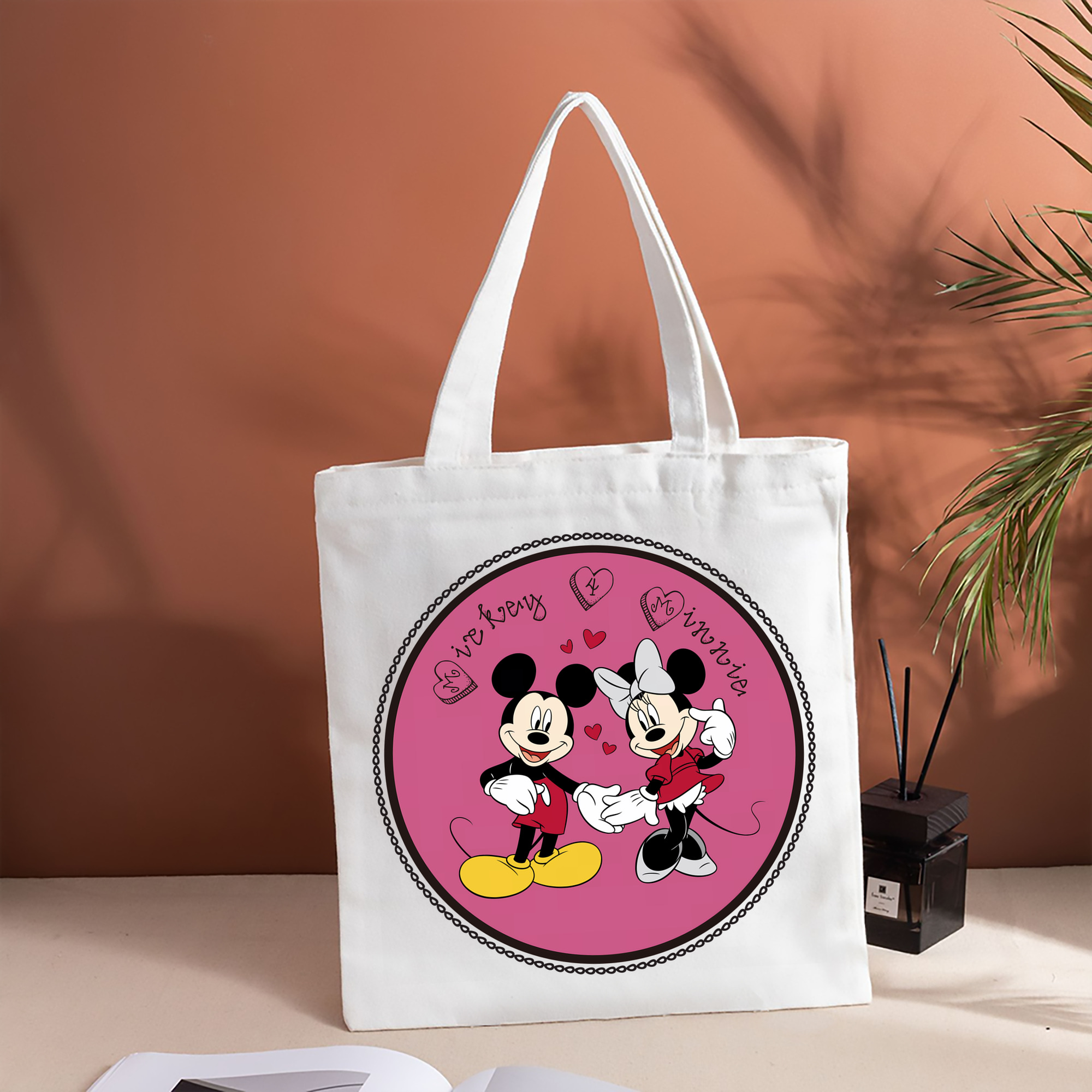 ミッキーマウス Mickey Mouse 縦型キャンバス生地手提げバッグ　トートバッグ