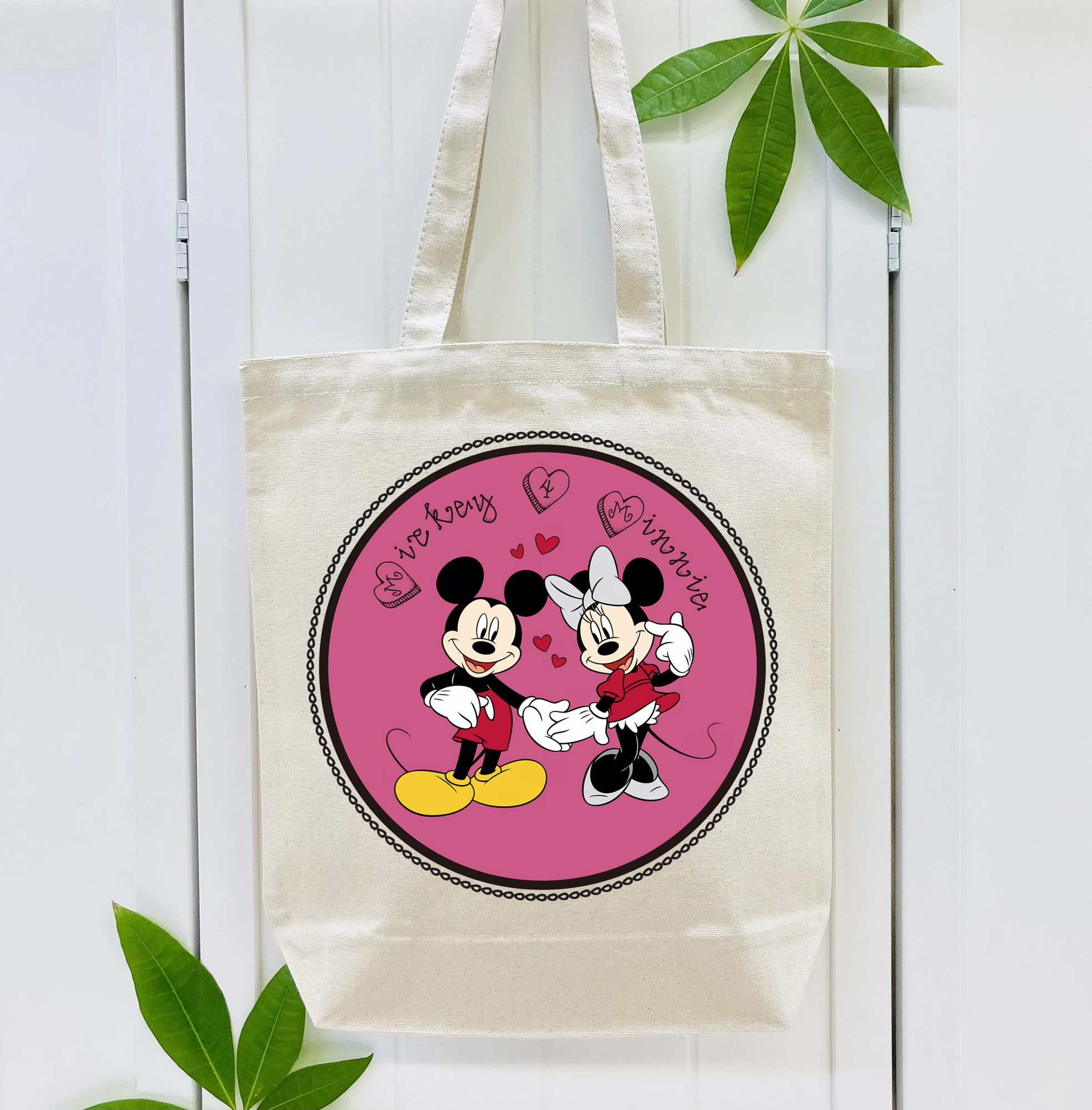 ミッキーマウス Mickey Mouse 縦型キャンバス生地手提げバッグ　トートバッグ