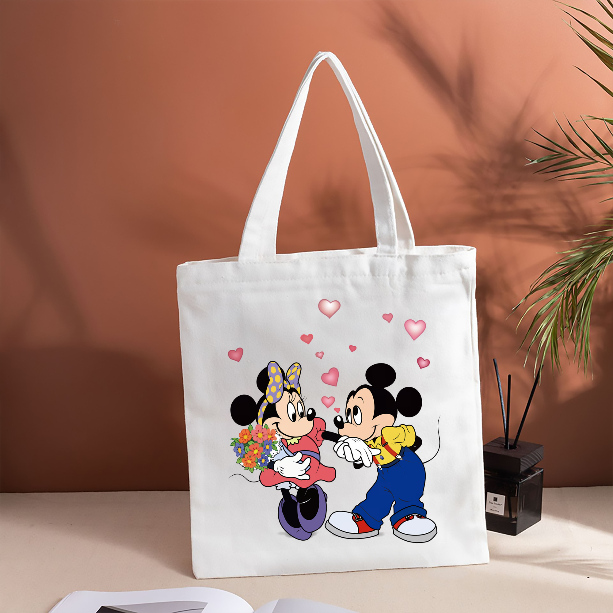 ミッキーマウス Mickey Mouse 縦型キャンバス生地手提げバッグ　トートバッグ