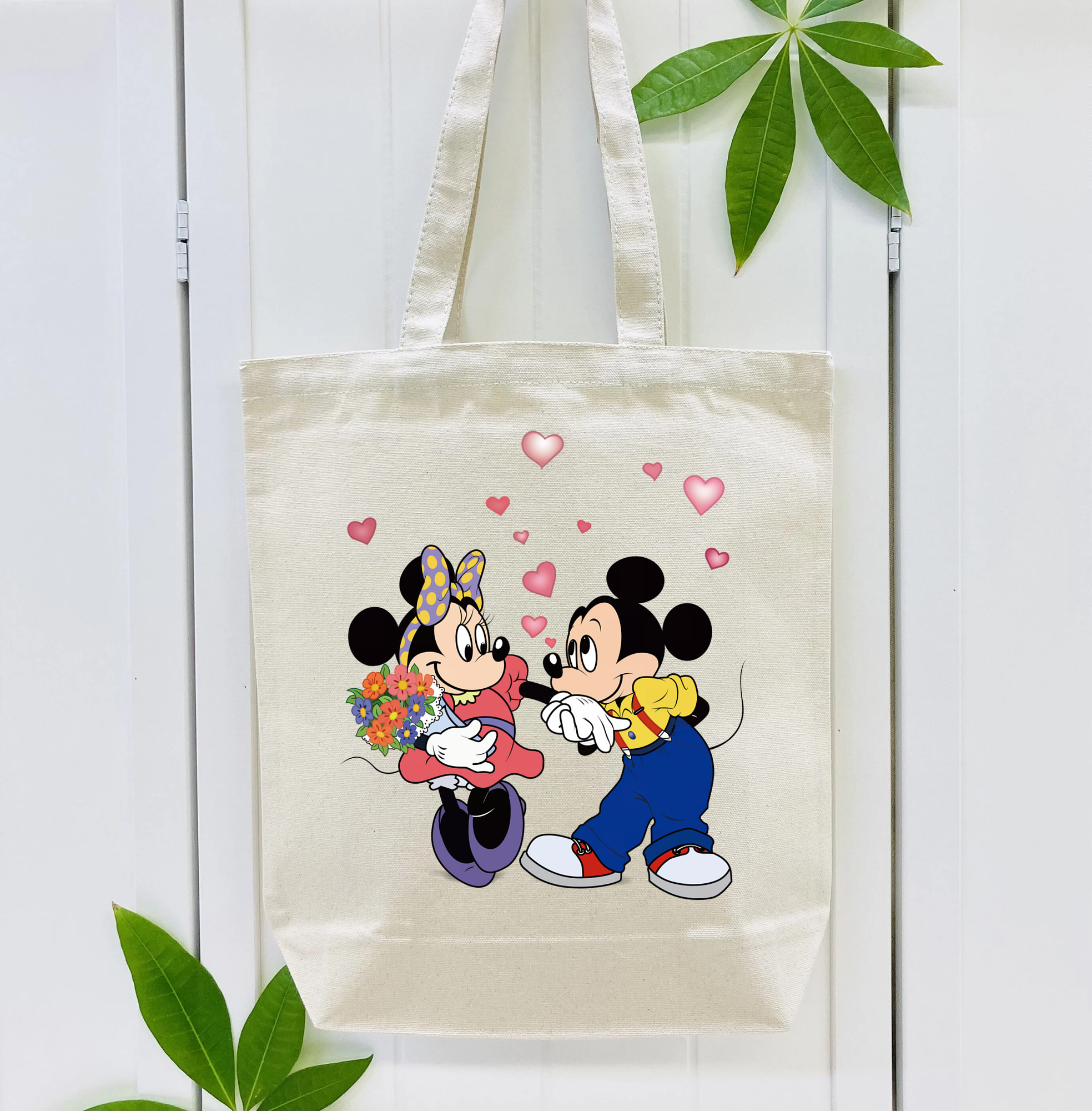 ミッキーマウス Mickey Mouse 縦型キャンバス生地手提げバッグ　トートバッグ