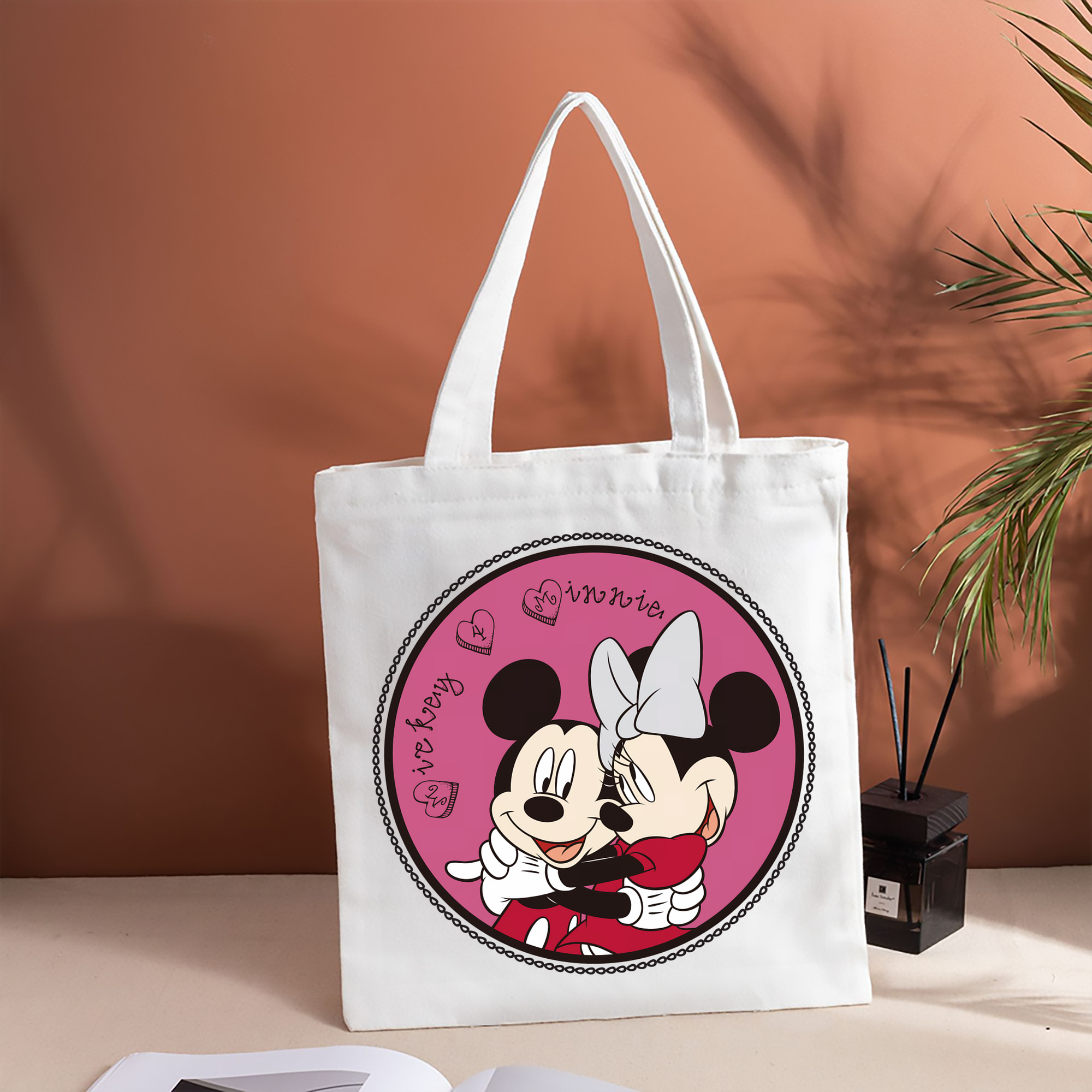 ミッキーマウス Mickey Mouse 縦型キャンバス生地手提げバッグ　トートバッグ