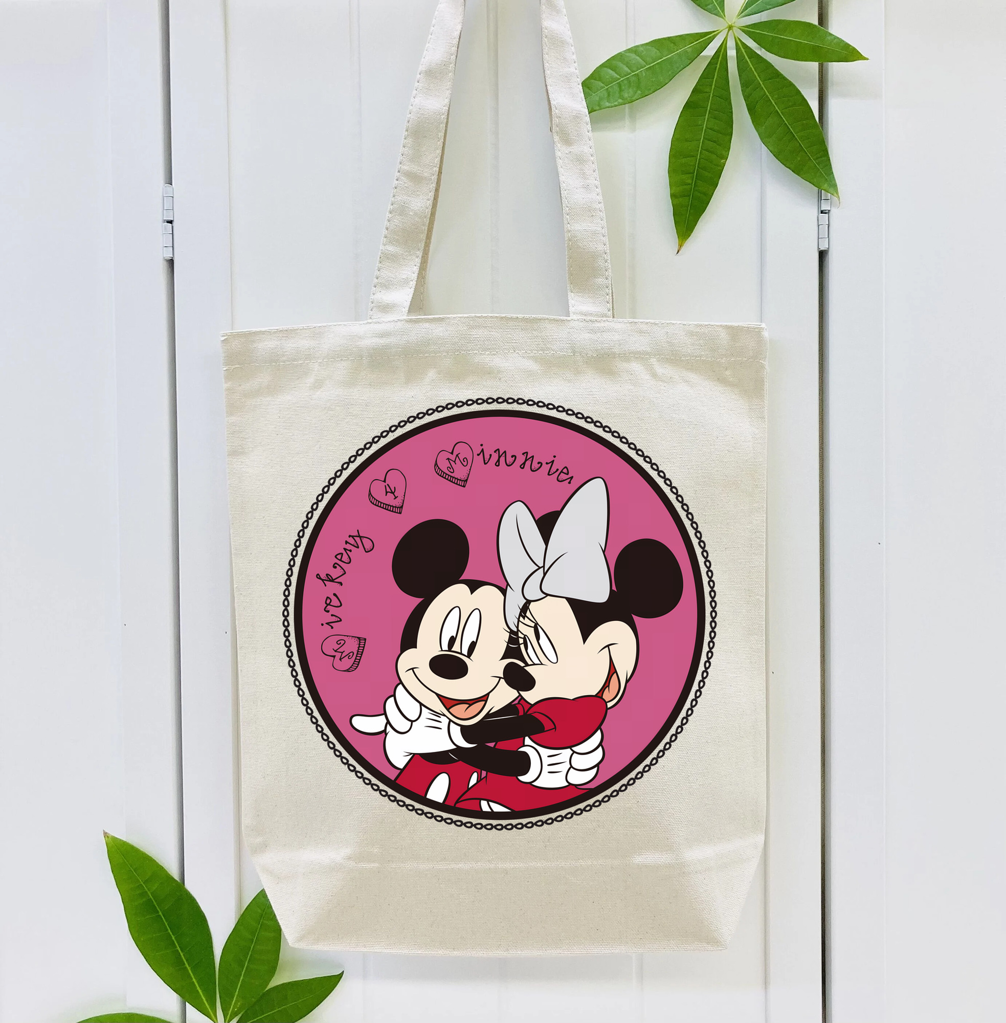 ミッキーマウス Mickey Mouse 縦型キャンバス生地手提げバッグ　トートバッグ