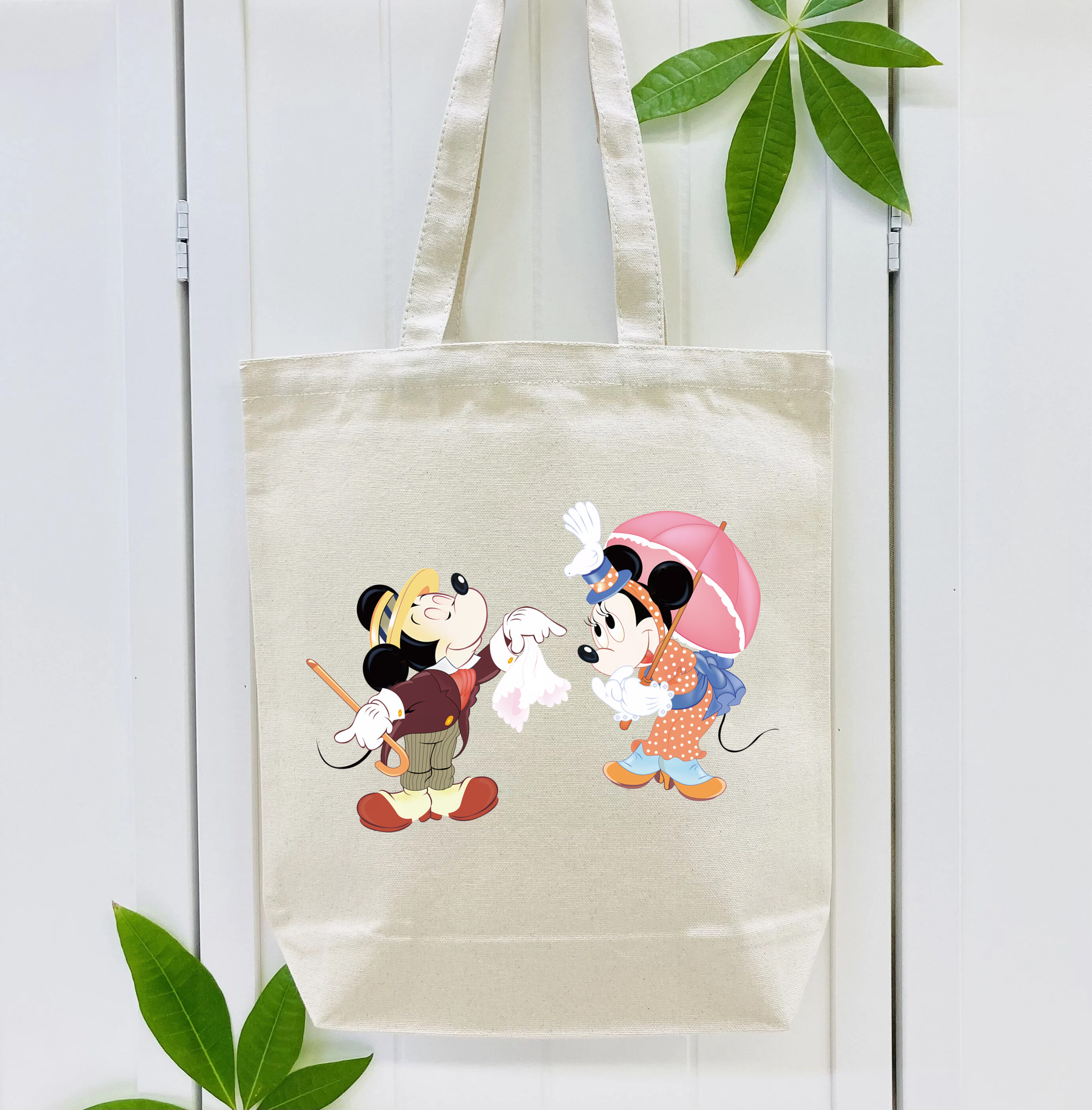 ミッキーマウス Mickey Mouse 縦型キャンバス生地手提げバッグ　トートバッグ