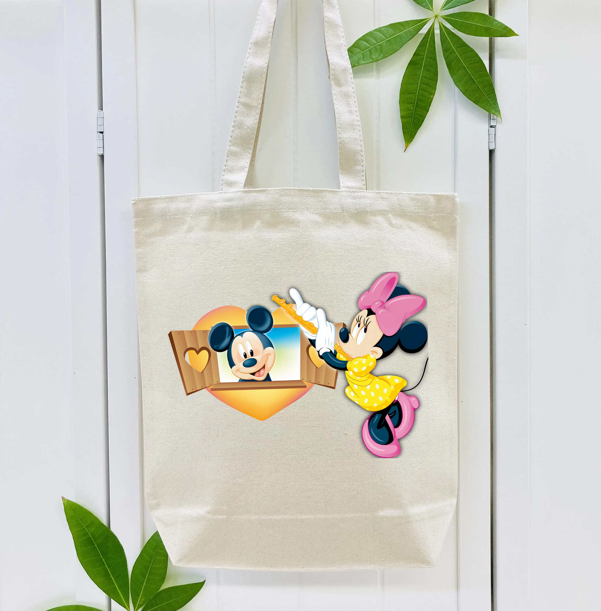 ミッキーマウス Mickey Mouse 縦型キャンバス生地手提げバッグ　トートバッグ