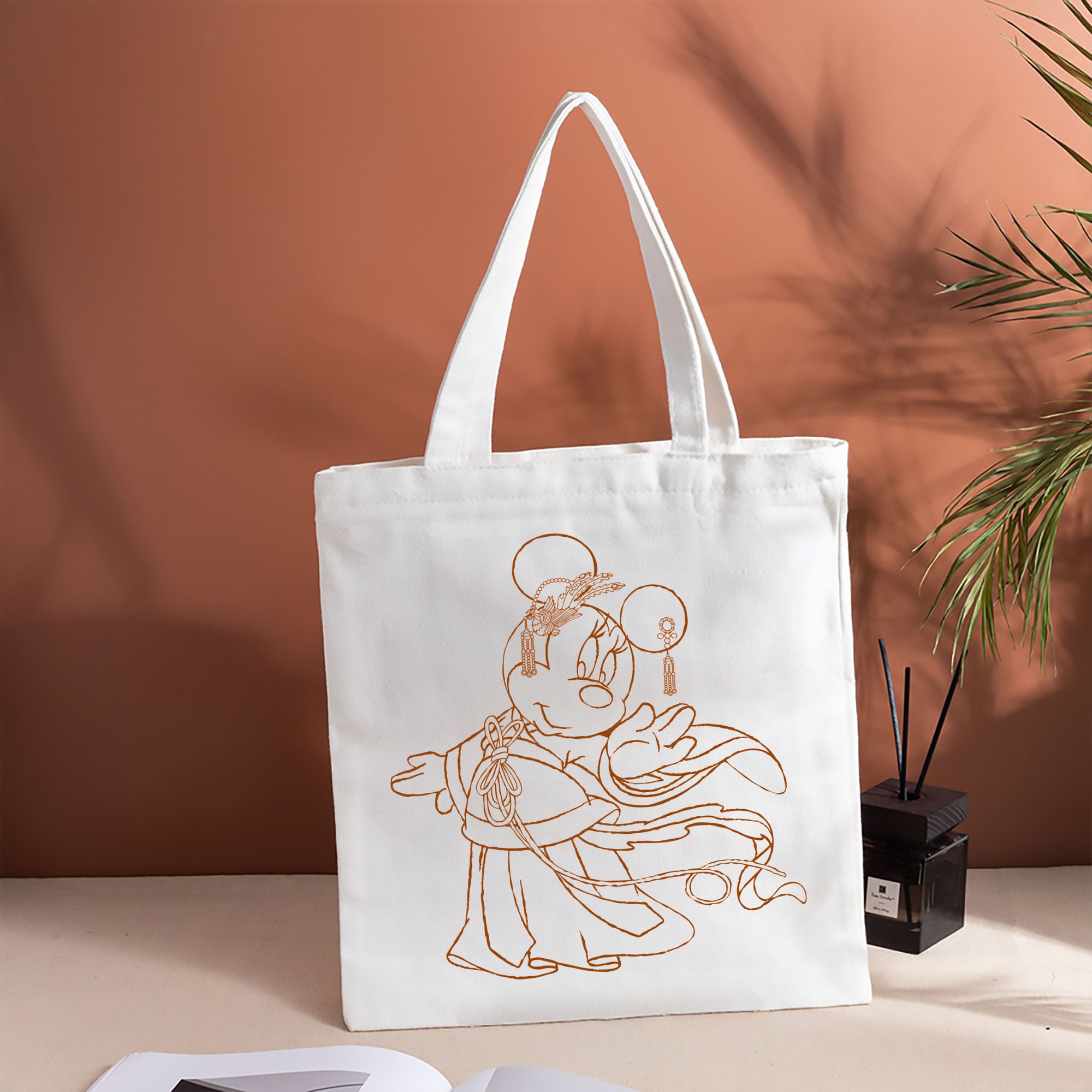 ミッキーマウス Mickey Mouse 縦型キャンバス生地手提げバッグ　トートバッグ