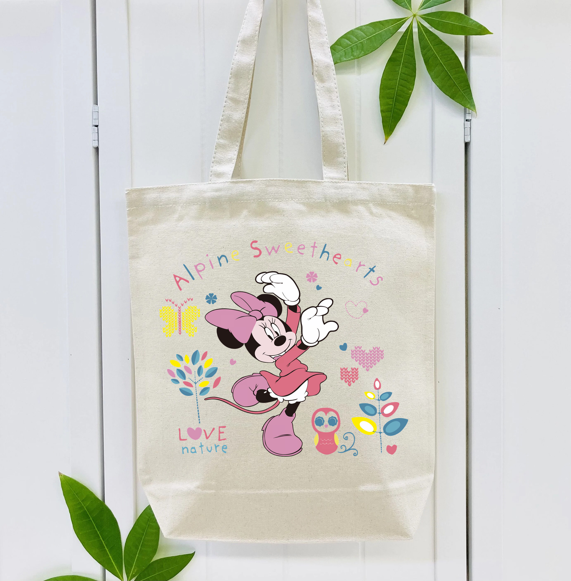 ミッキーマウス Mickey Mouse 縦型キャンバス生地手提げバッグ　トートバッグ