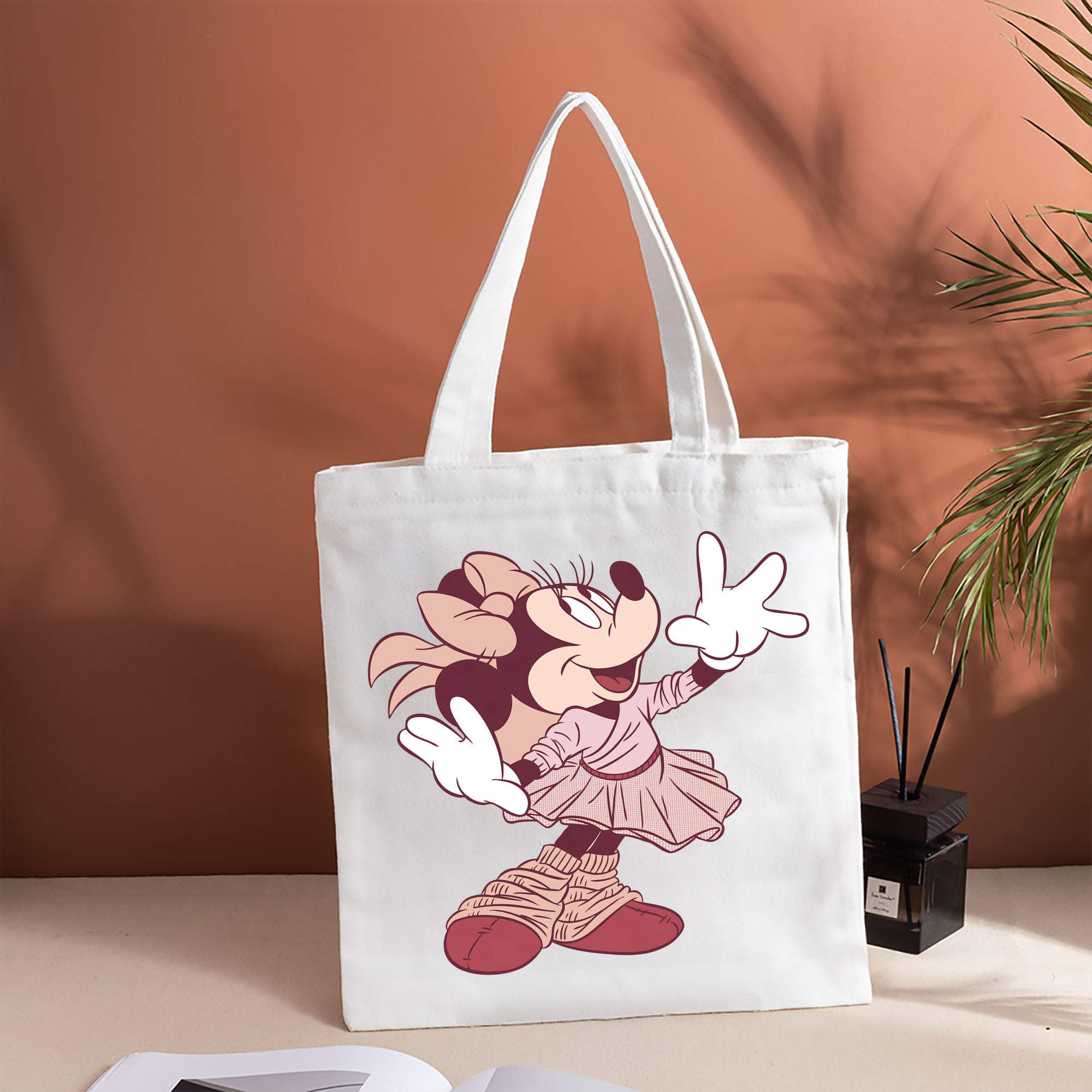 ミッキーマウス Mickey Mouse 縦型キャンバス生地手提げバッグ　トートバッグ