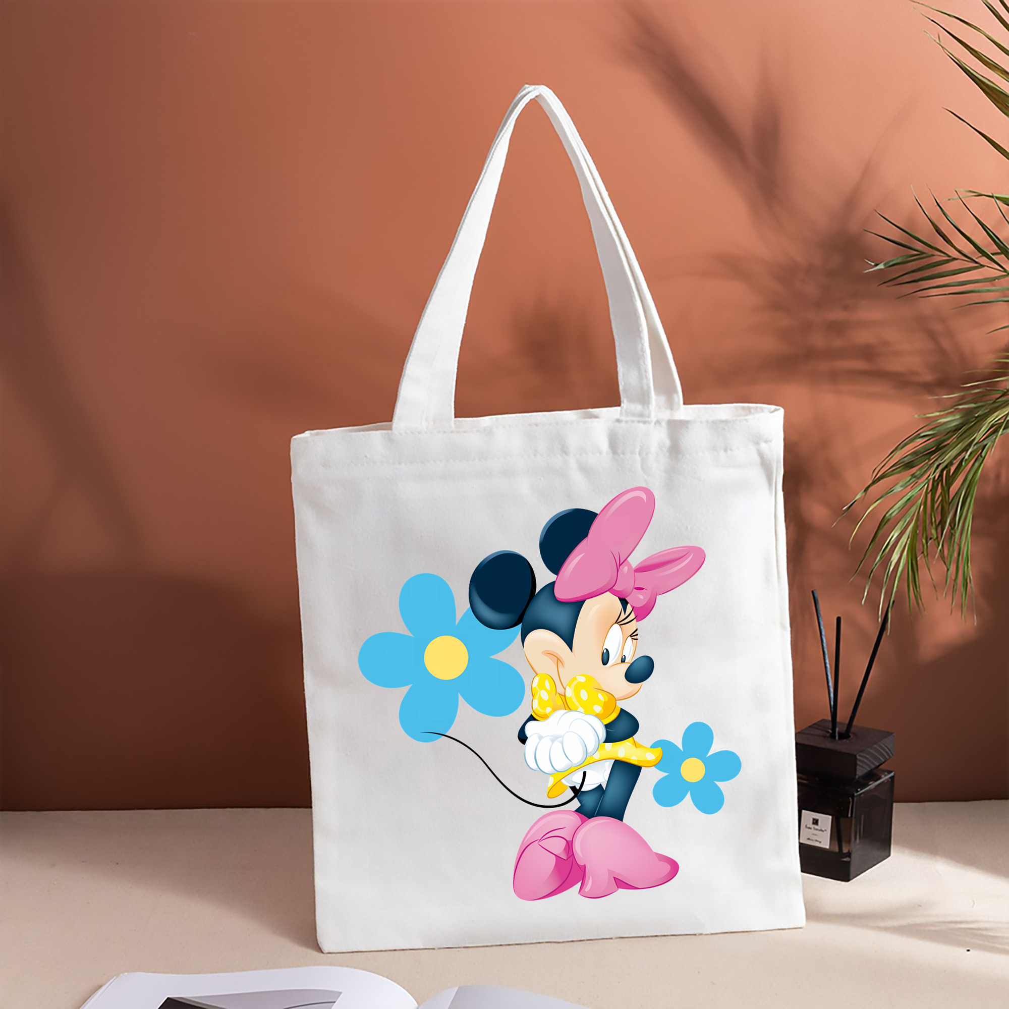 ミッキーマウス Mickey Mouse 縦型キャンバス生地手提げバッグ　トートバッグ