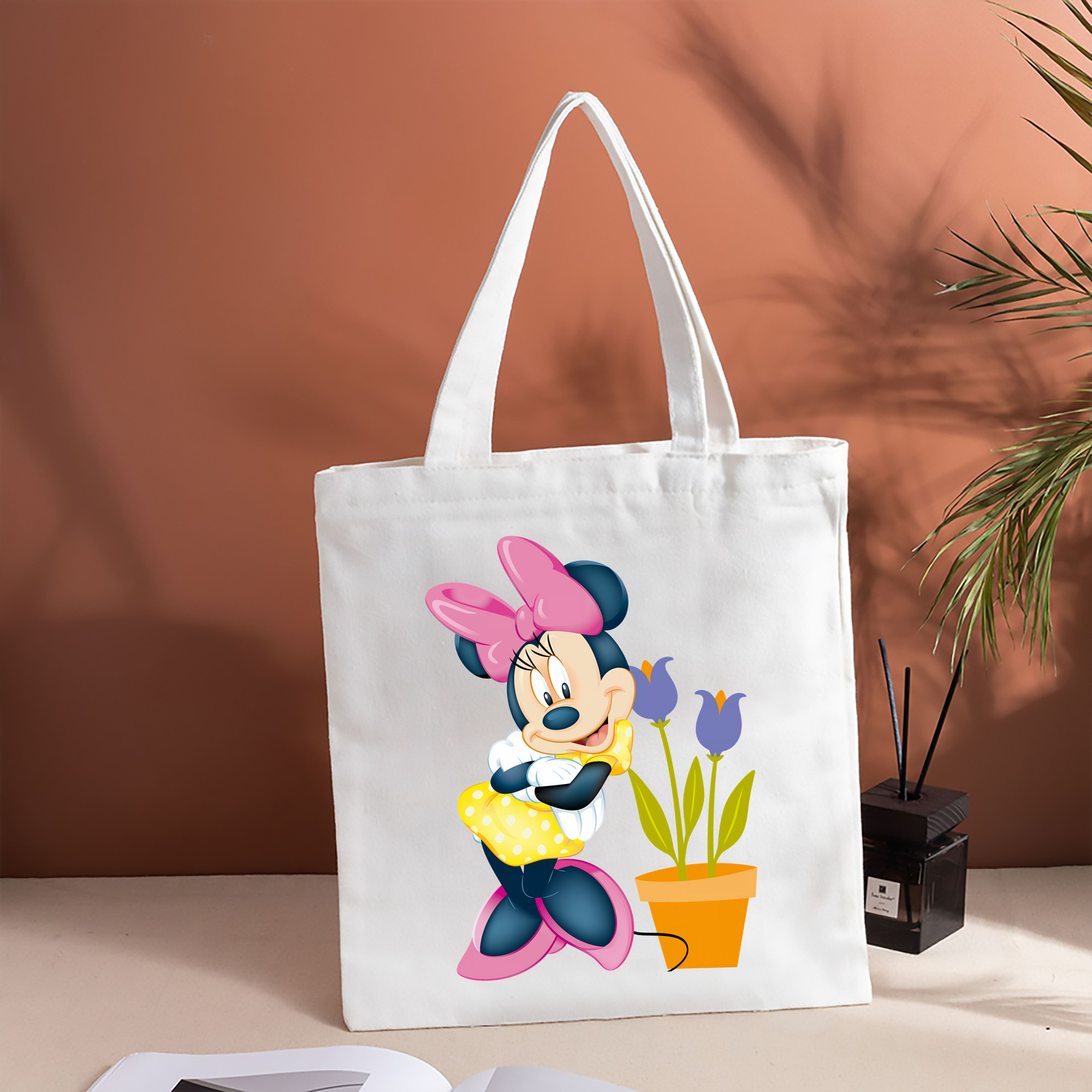 ミッキーマウス Mickey Mouse 縦型キャンバス生地手提げバッグ　トートバッグ