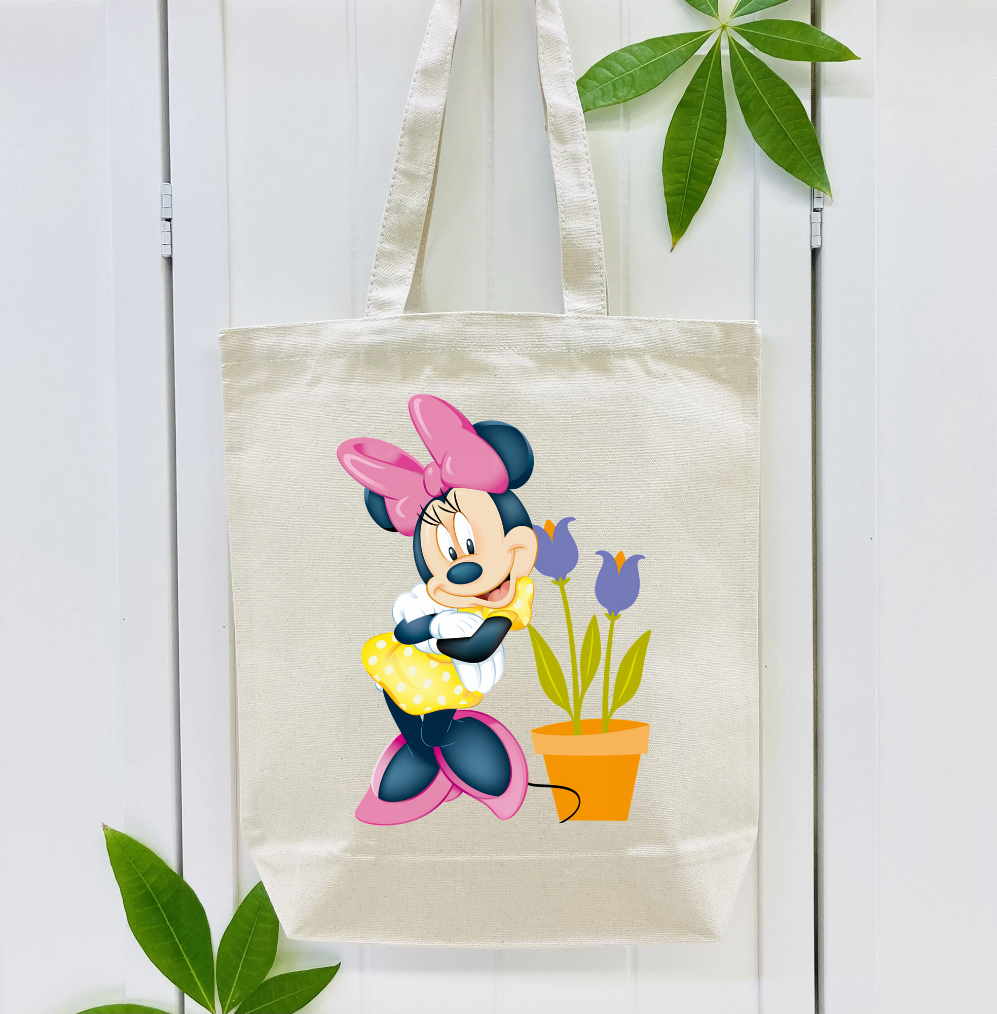 ミッキーマウス Mickey Mouse 縦型キャンバス生地手提げバッグ　トートバッグ