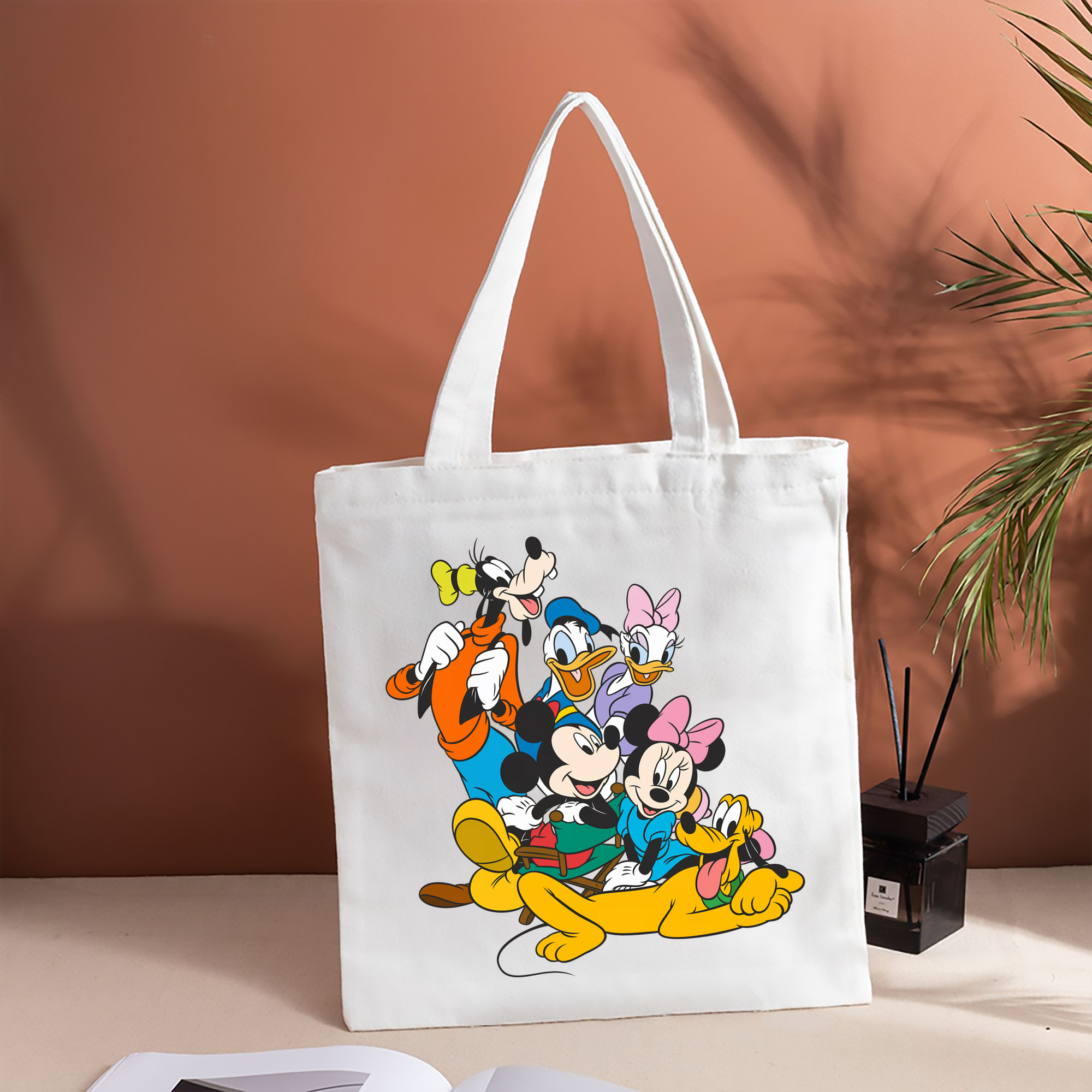 ミッキーマウス Mickey Mouse 縦型キャンバス生地手提げバッグ　トートバッグ