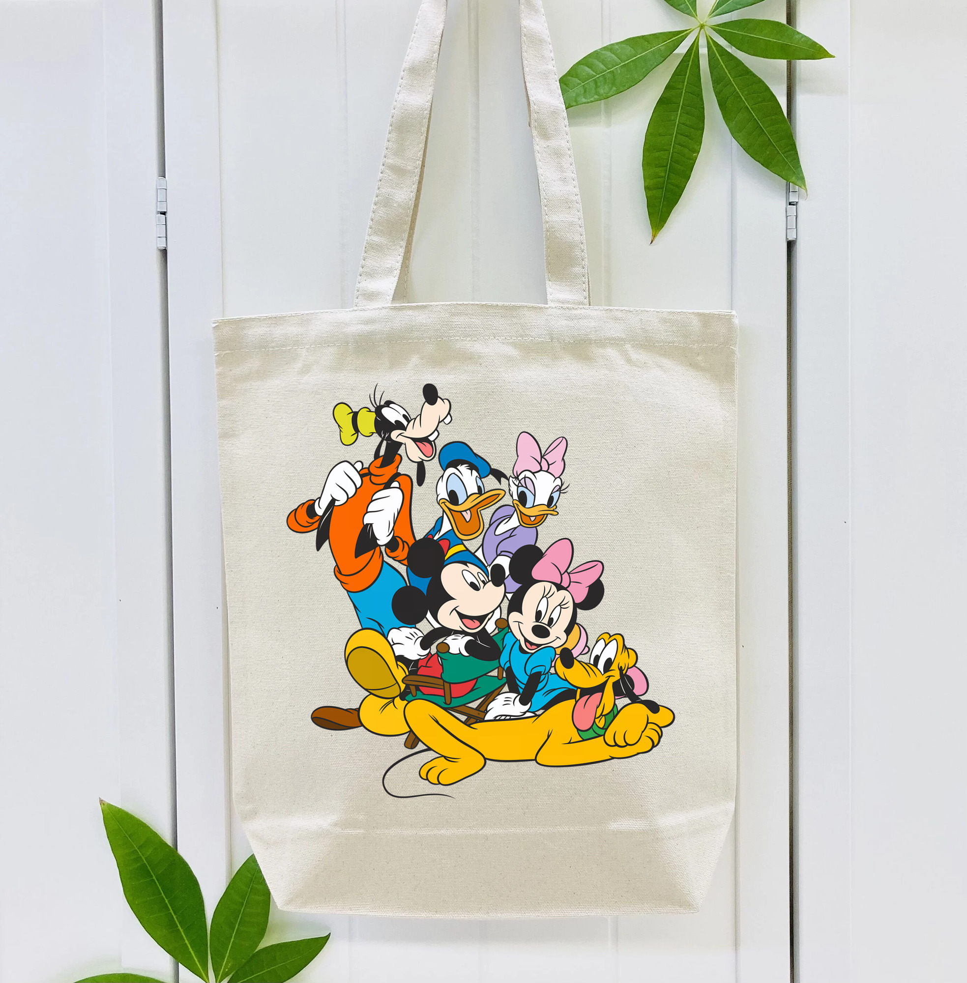ミッキーマウス Mickey Mouse 縦型キャンバス生地手提げバッグ　トートバッグ