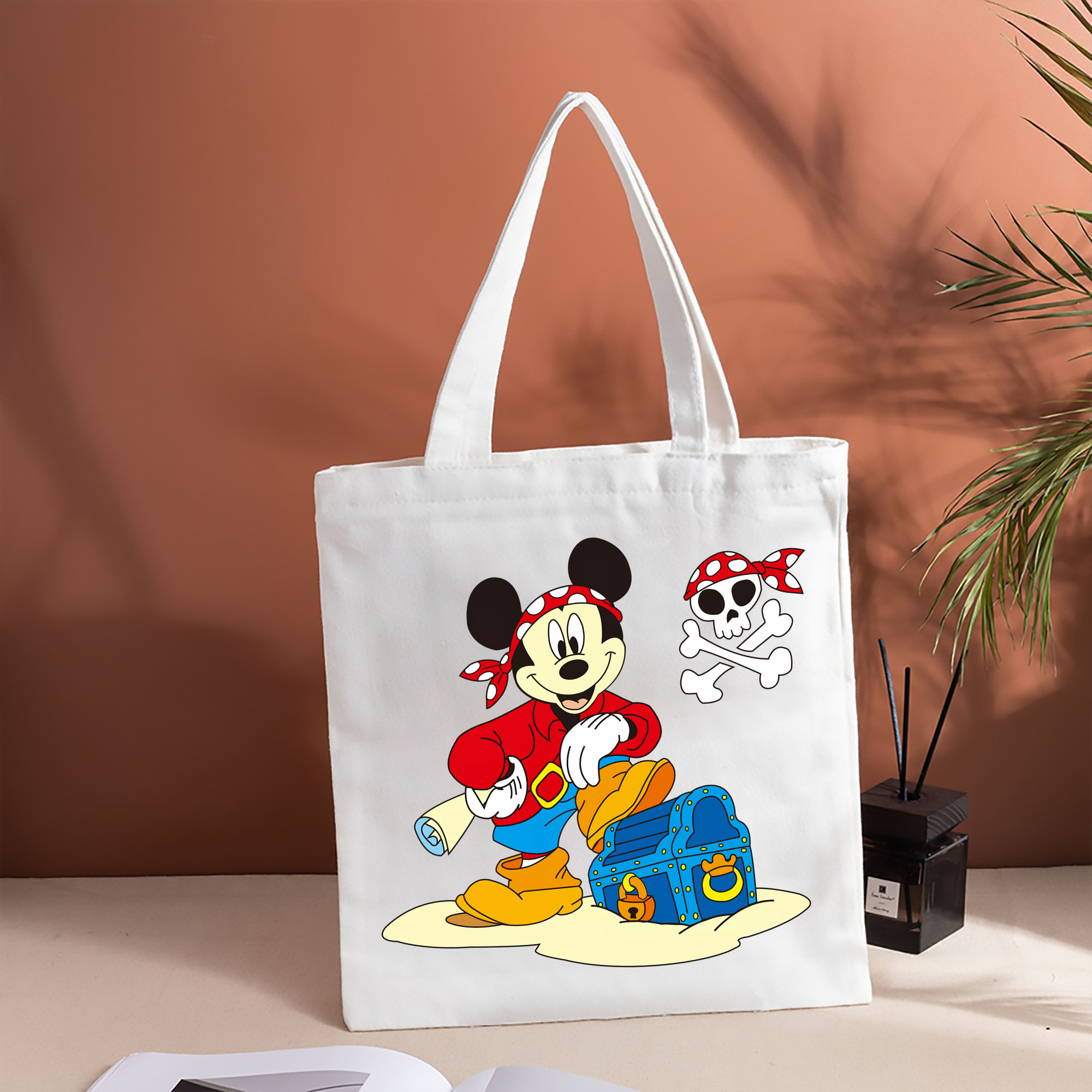 ミッキーマウス Mickey Mouse 縦型キャンバス生地手提げバッグ　トートバッグ