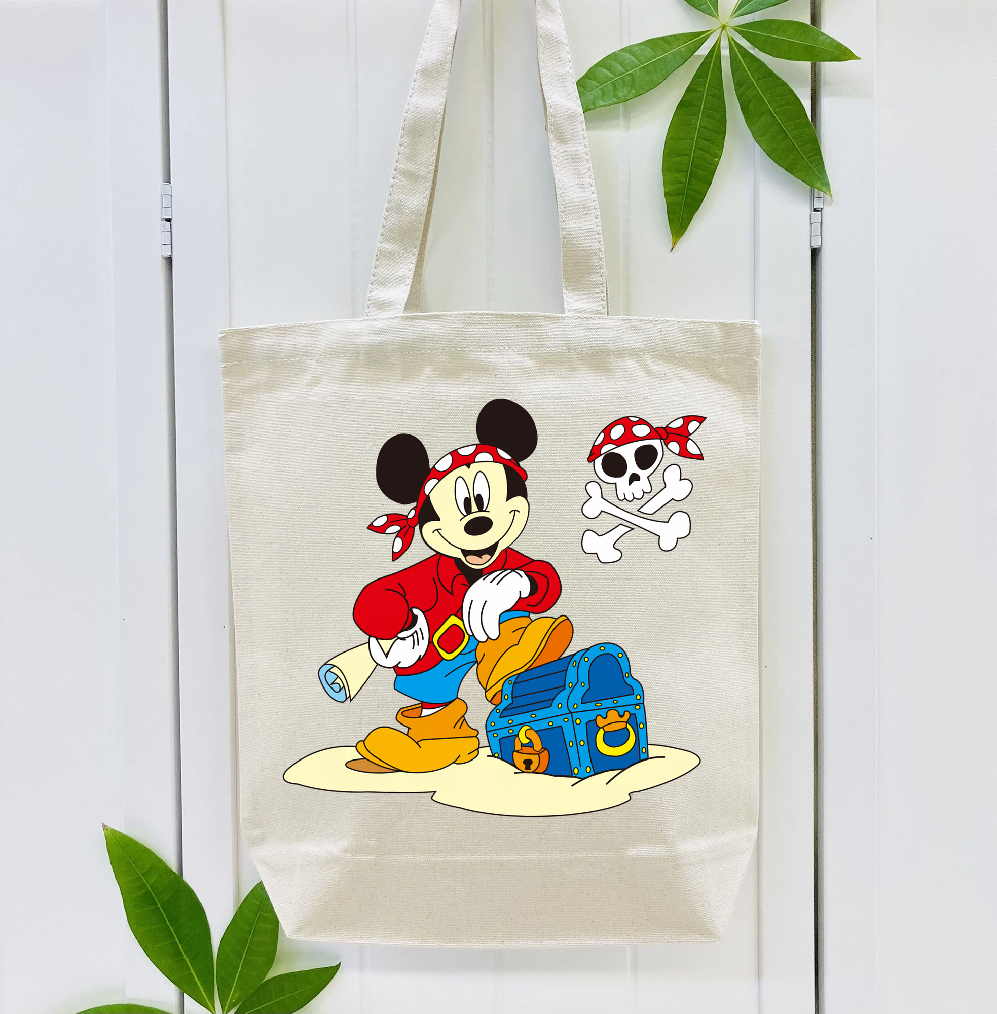 ミッキーマウス Mickey Mouse 縦型キャンバス生地手提げバッグ　トートバッグ